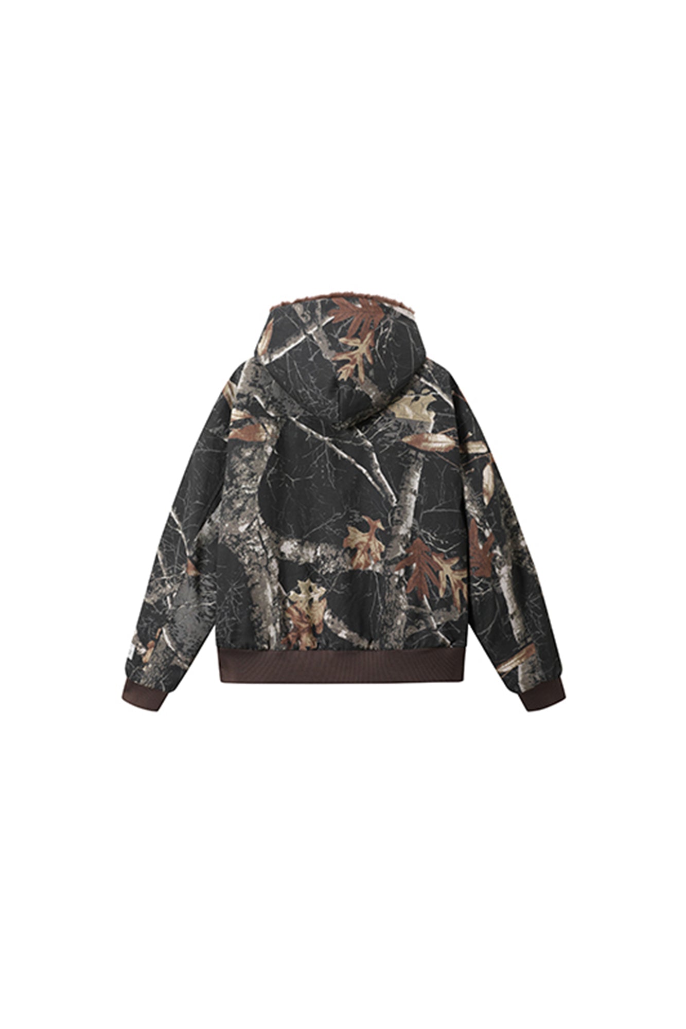 DONSMOKE Faux Fur Lined Camo Hooded Jacket