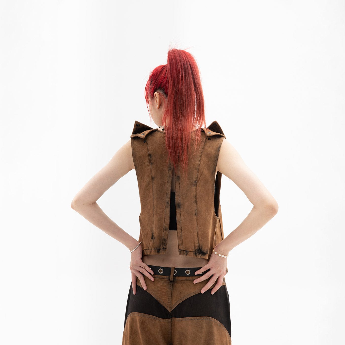 DND4DES Spliced Distressed Vest, premium urban and streetwear designers apparel on PROJECTISR.com, DND4DES