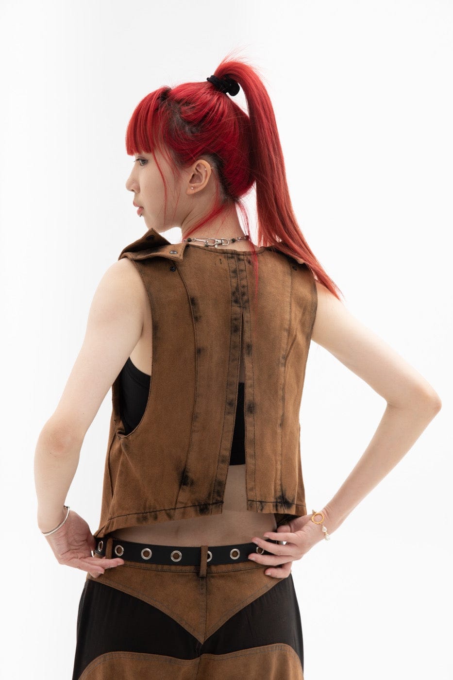 DND4DES Spliced Distressed Vest, premium urban and streetwear designers apparel on PROJECTISR.com, DND4DES