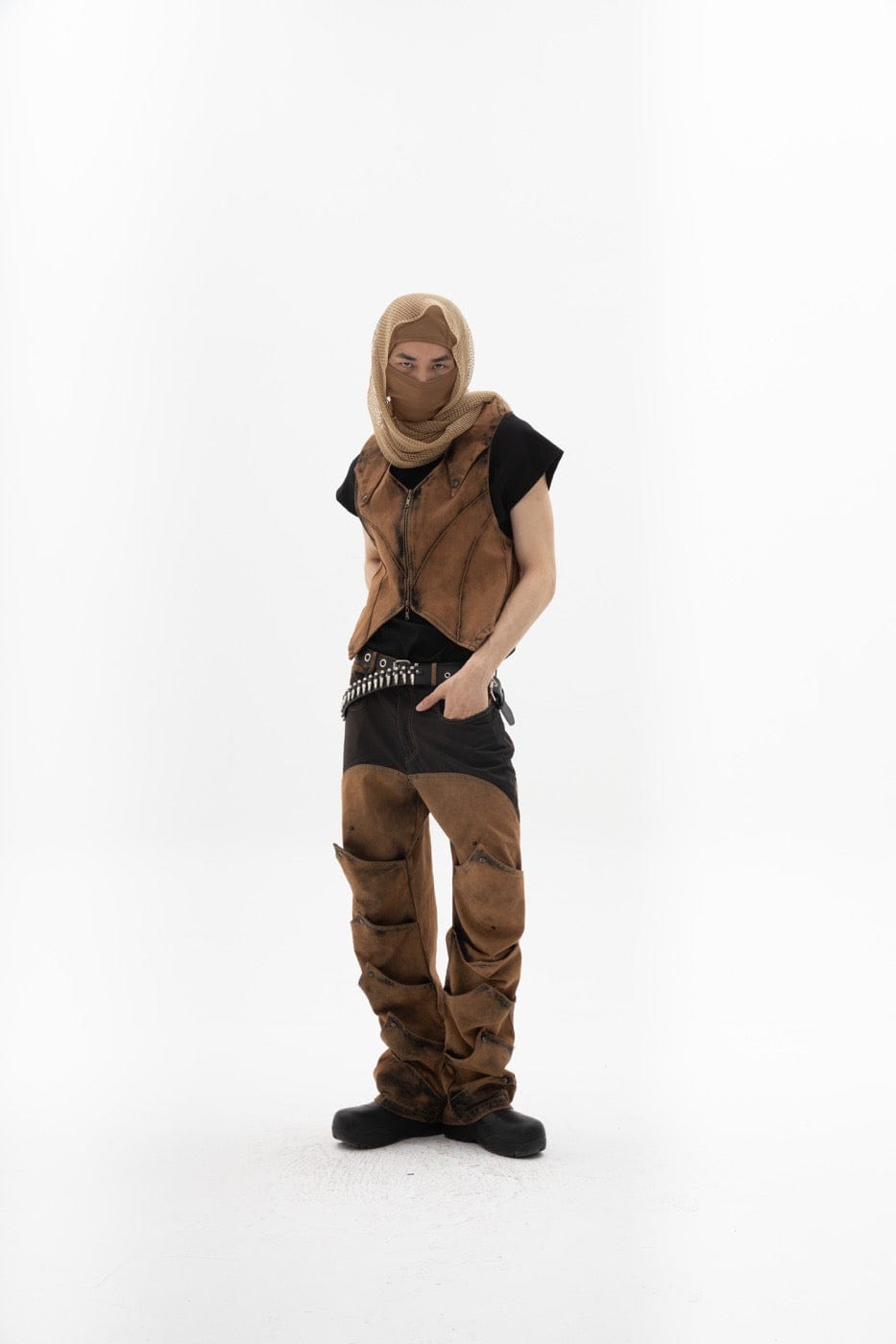 DND4DES Spliced Distressed Vest, premium urban and streetwear designers apparel on PROJECTISR.com, DND4DES