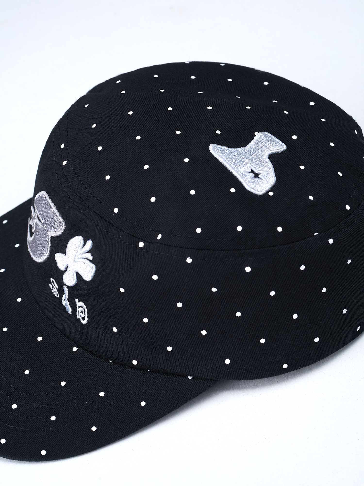 SANB Polka Dot Embroidered Pillbox Hat