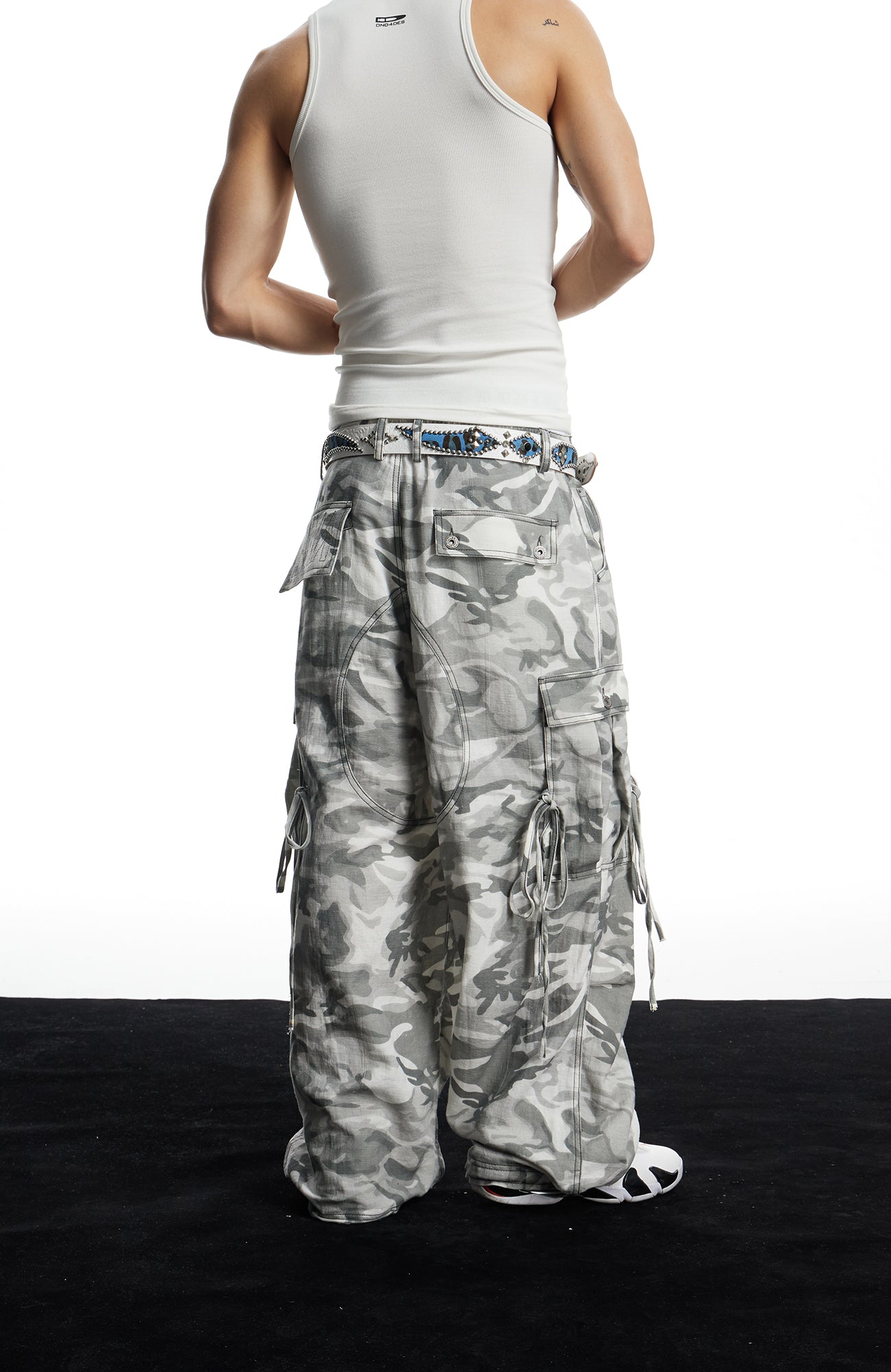 DND4DES Drawstring Camo Cargo Wide-Leg Pants