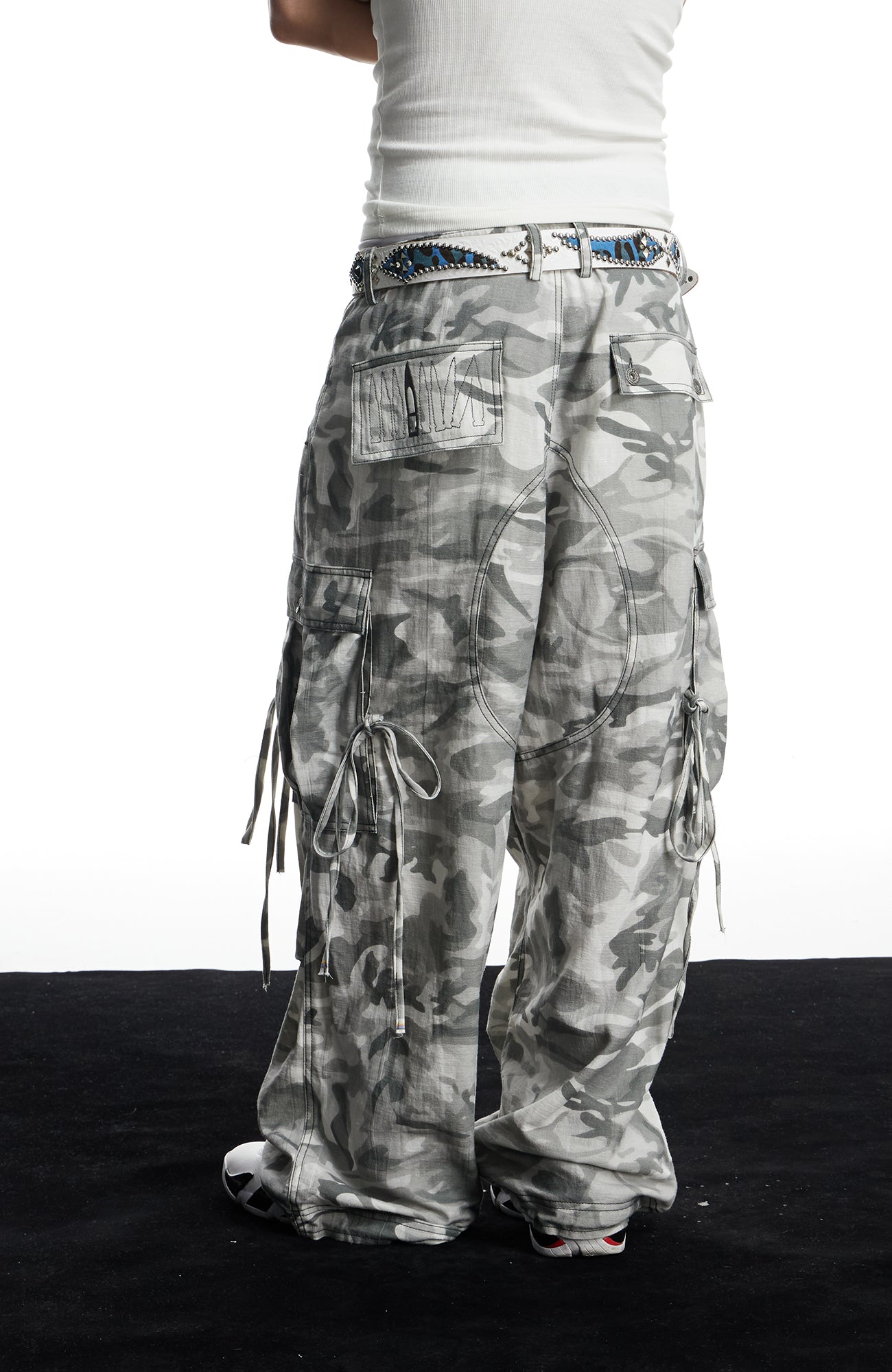 DND4DES Drawstring Camo Cargo Wide-Leg Pants
