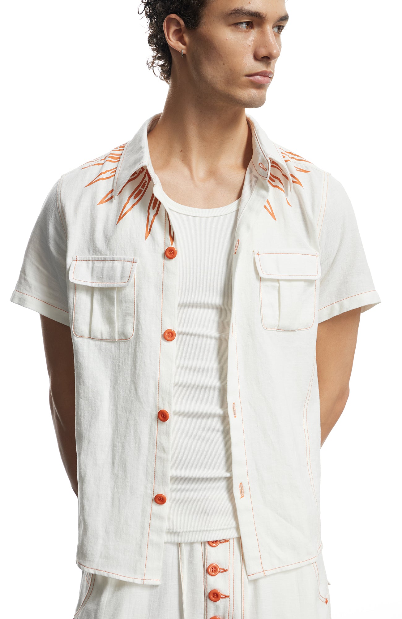 DND4DES Contrast Bullet Stitch Half Shirt