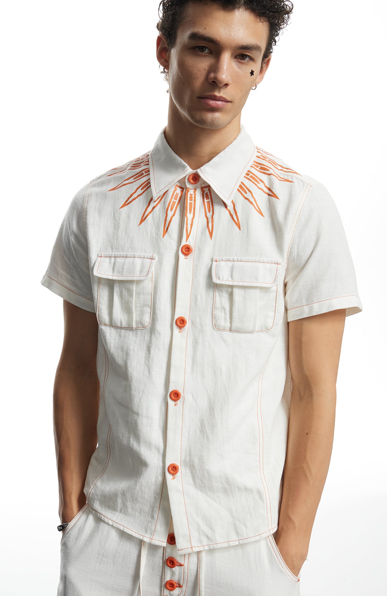 DND4DES Contrast Bullet Stitch Half Shirt