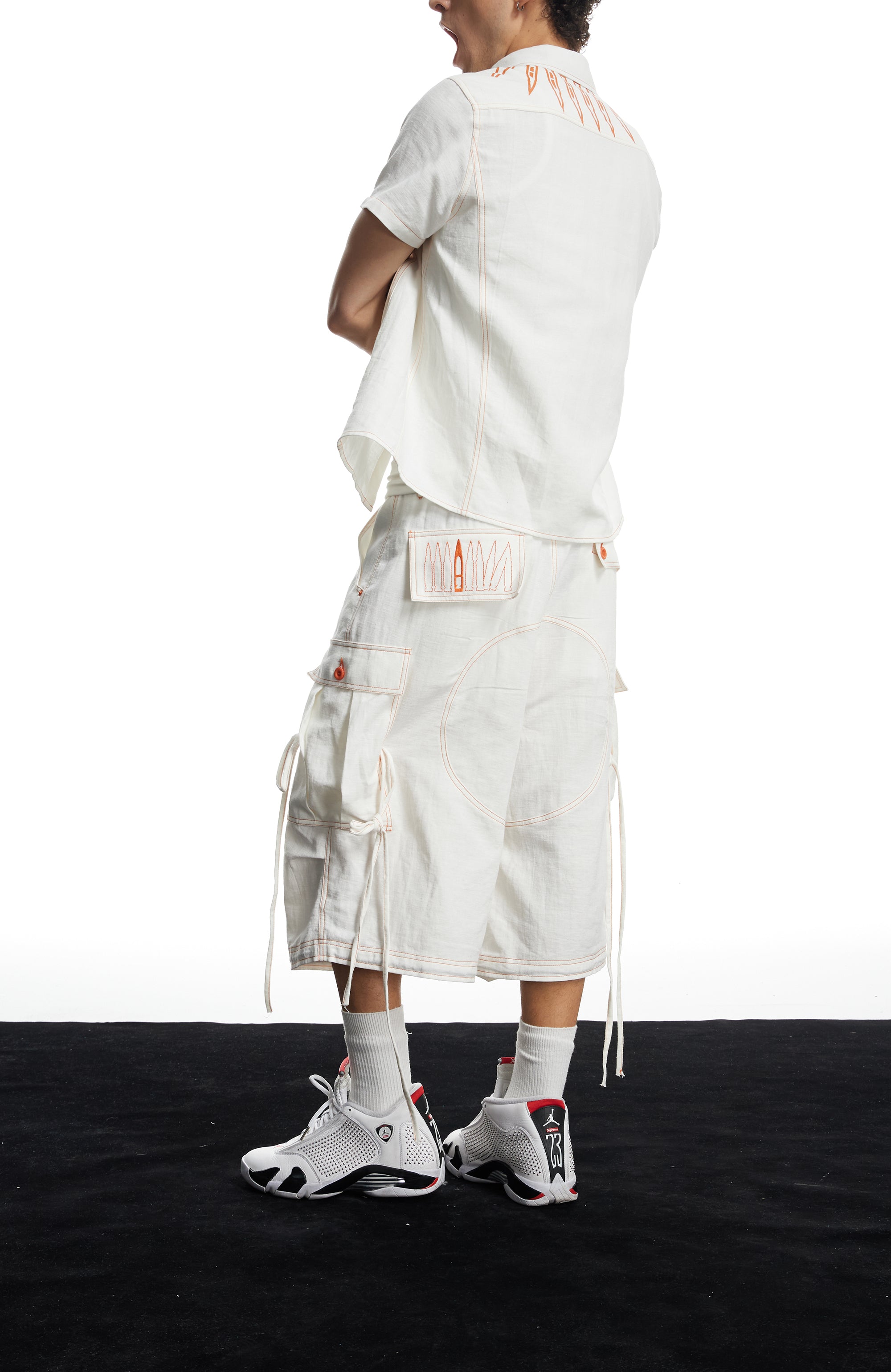 DND4DES Contrast Stitch Cargo Wide-Leg Shorts