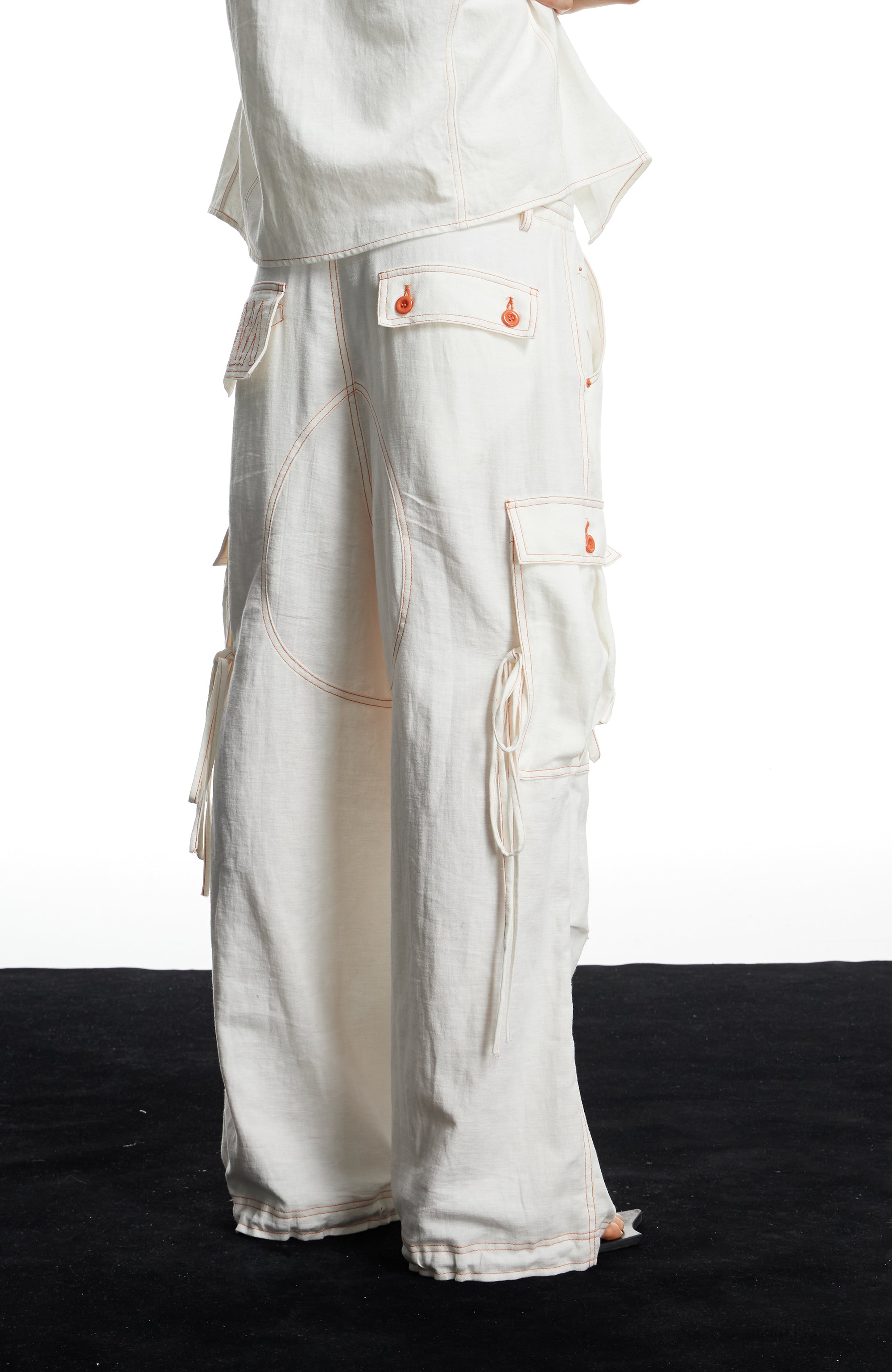 DND4DES Contrast Stitch Cargo Wide-Leg Trousers