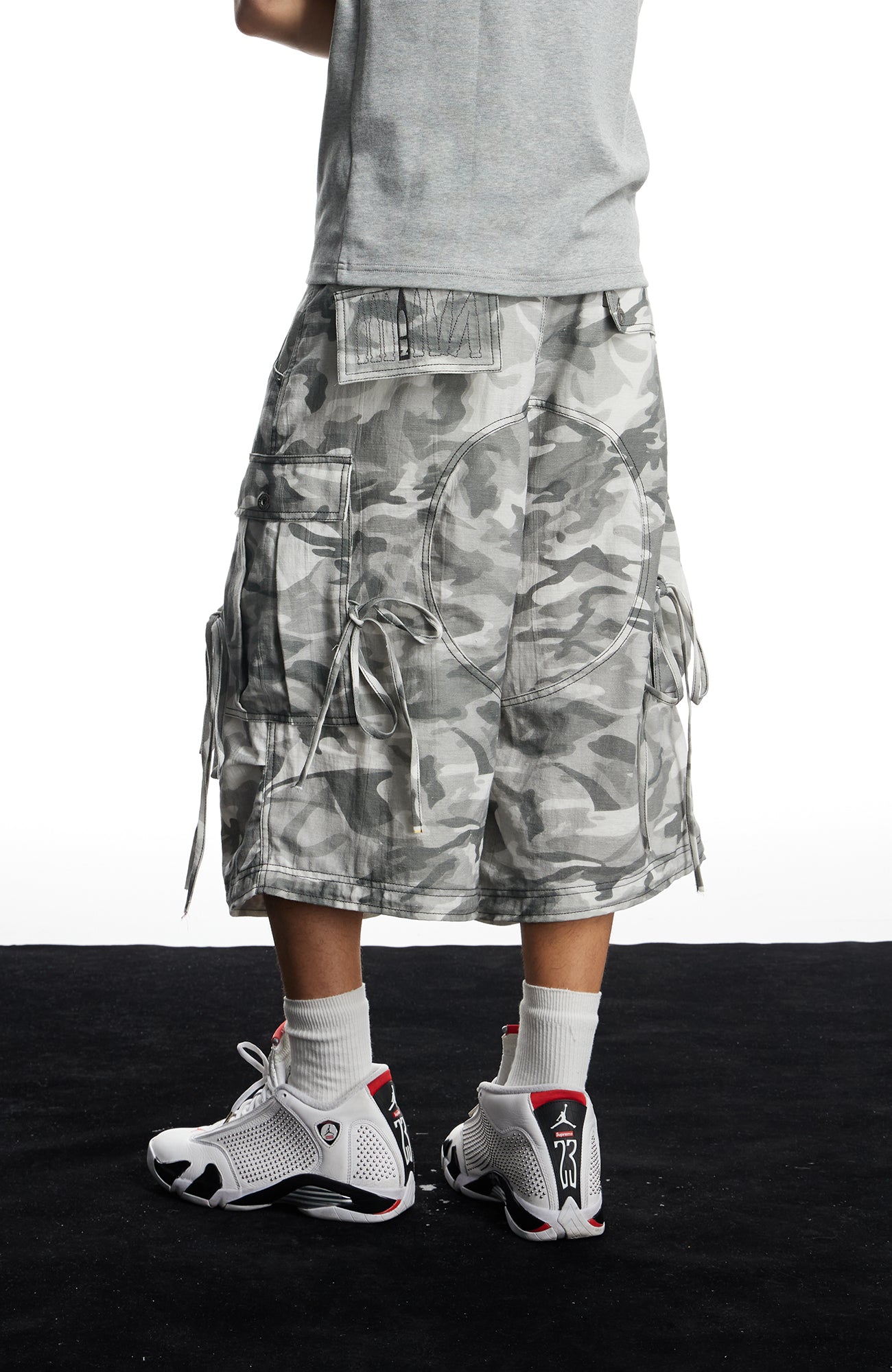 DND4DES Drawstring Camo Cargo Wide-Leg Shorts