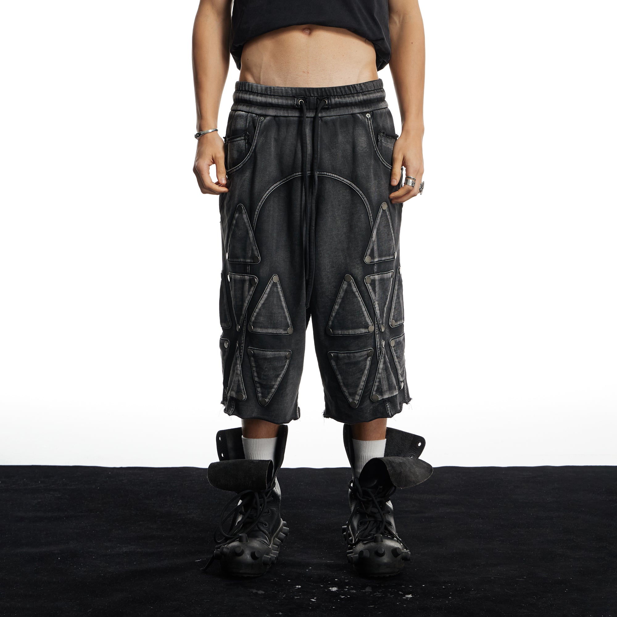 DND4DES Washed Geometric Panel Shorts