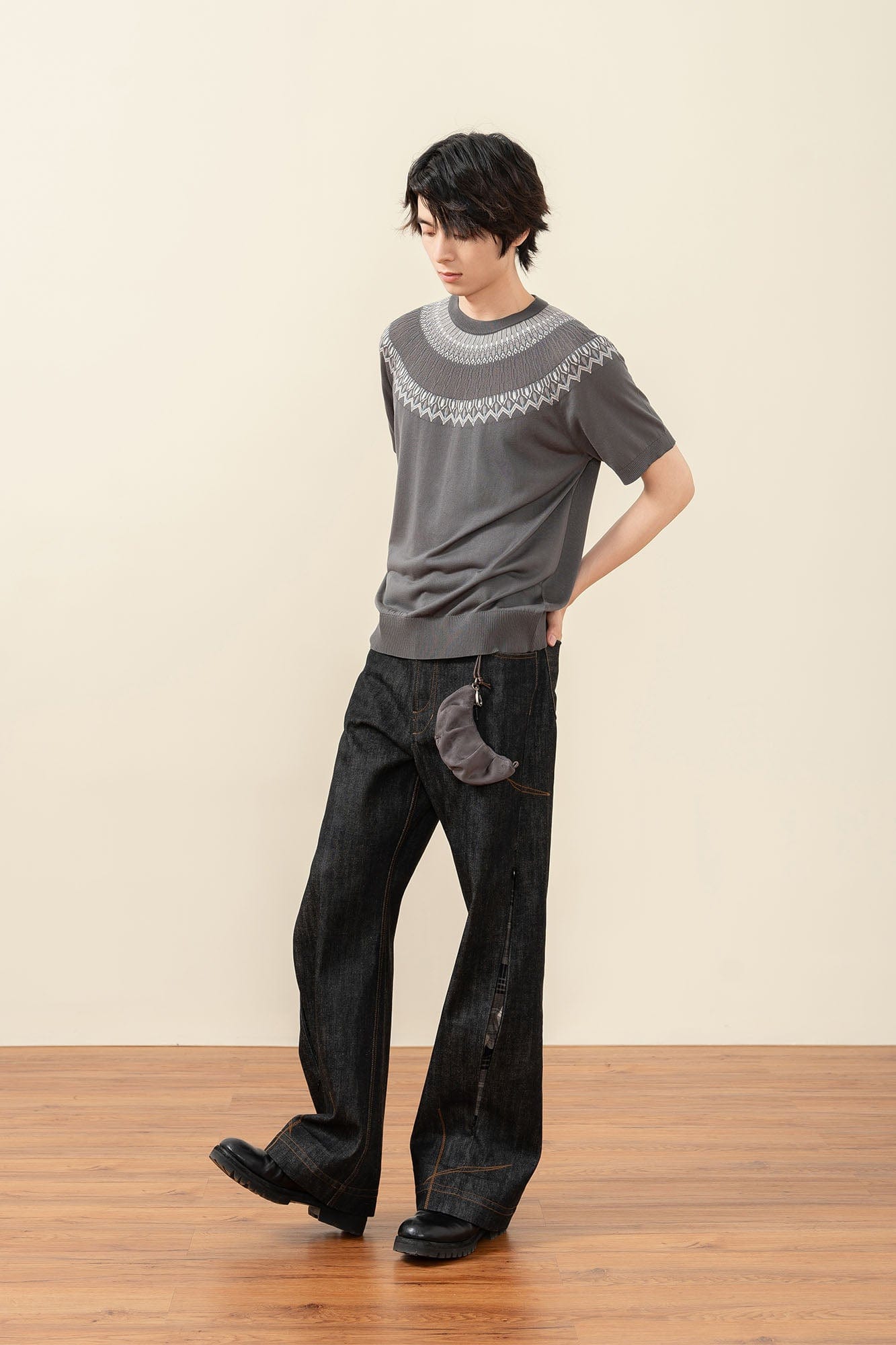 MOITIEDEPETALE Fair Isle Jacquard Tee, premium urban and streetwear designers apparel on PROJECTISR.com, MOITIEDEPETALE
