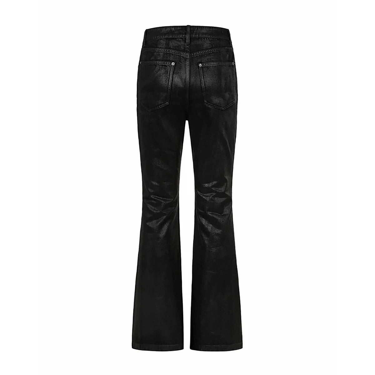 REBEL WAVE Cross Zip Wax-Coated Flared Jeans