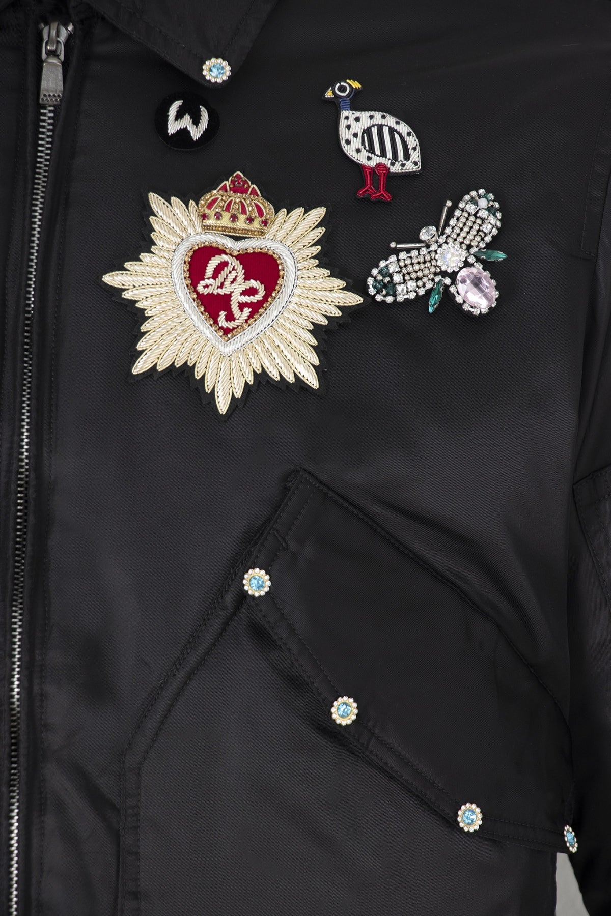 ZWDH Crown Rhinestone Embroidered Puffer Jacket — detail