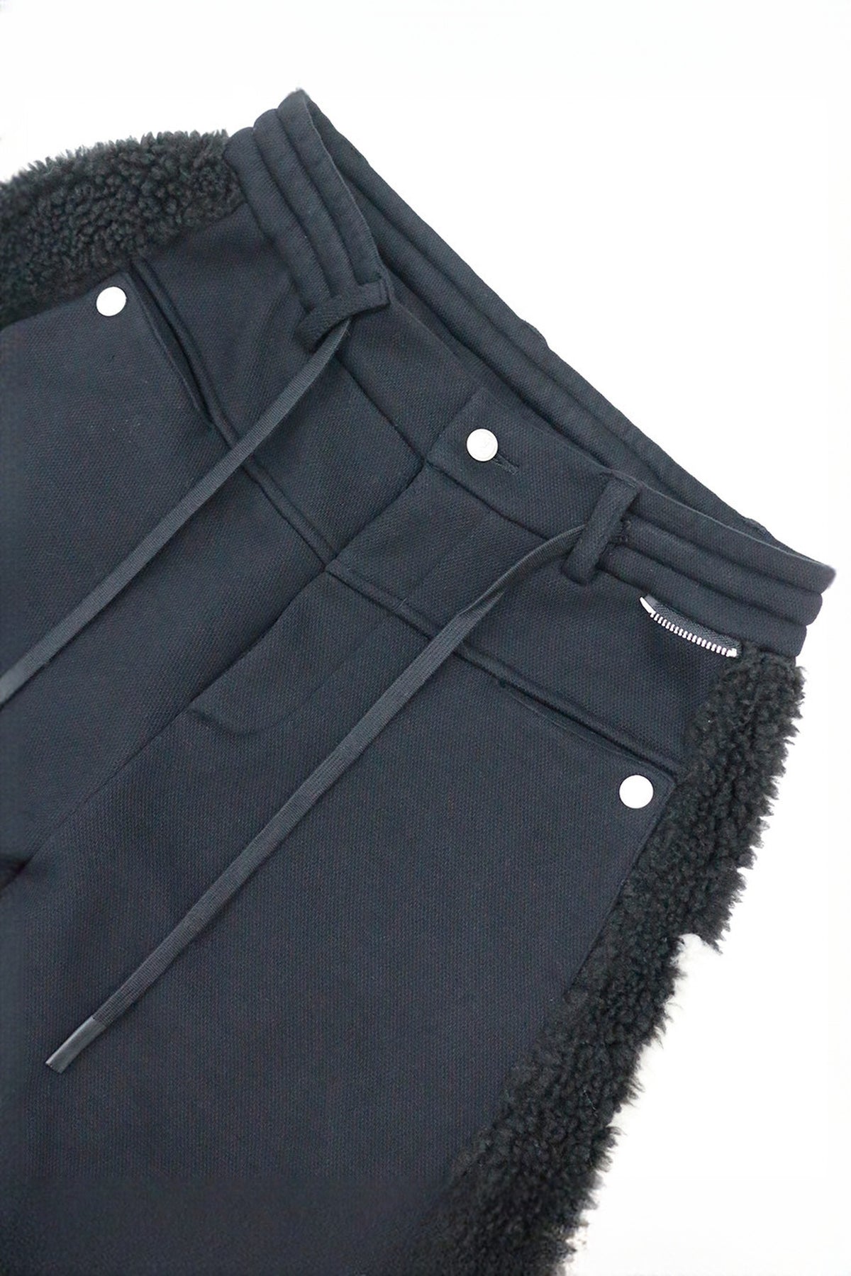 RELABEL Skeleton Graphic Spliced Deconstructed Wide-Leg Pants — flat-lay detail