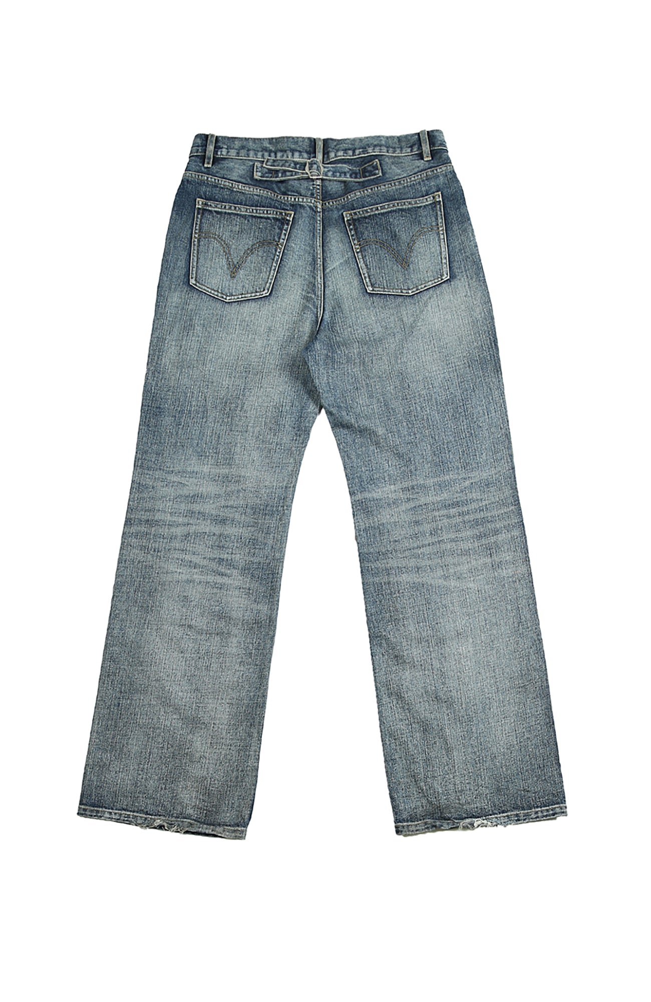 TRECLUB Retro Slub-Wash Straight-Leg Jeans
