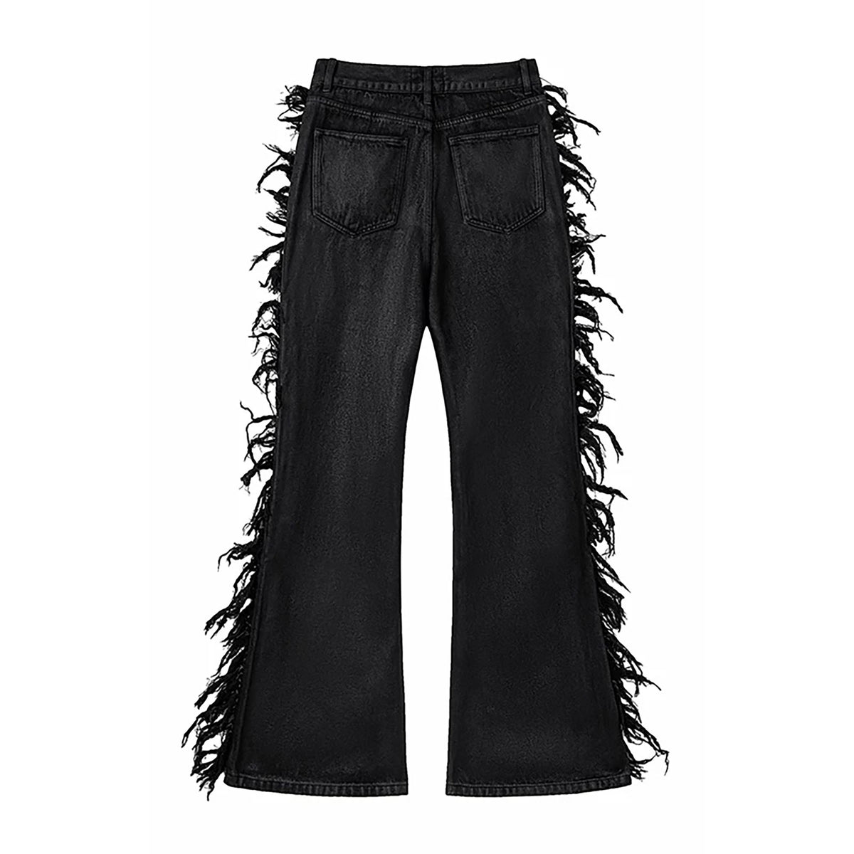 REBEL WAVE Frayed Raw Edge Flared Jeans