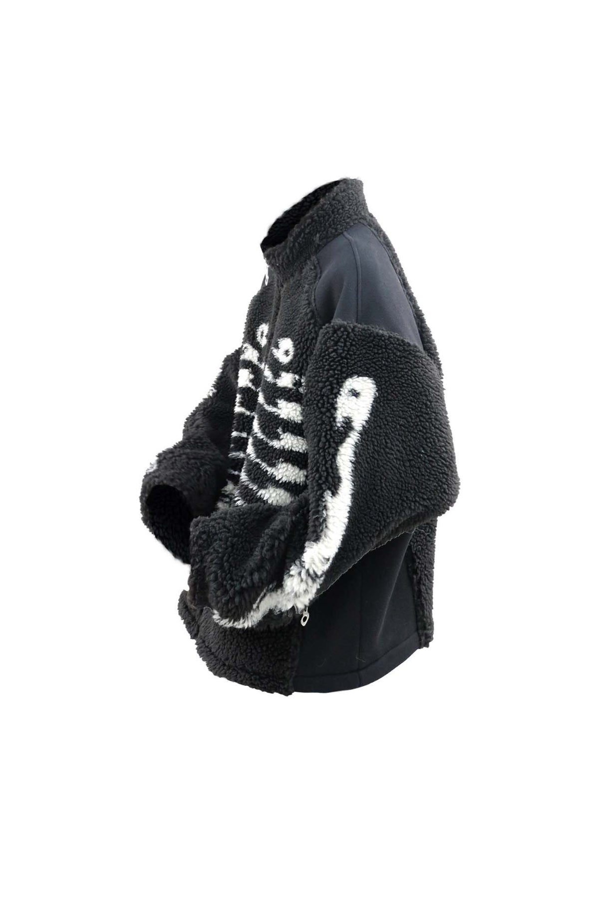 RELABEL Bone Graphic Wool-Blend Deconstructed Spliced Stand-Collar Coat — flat lay