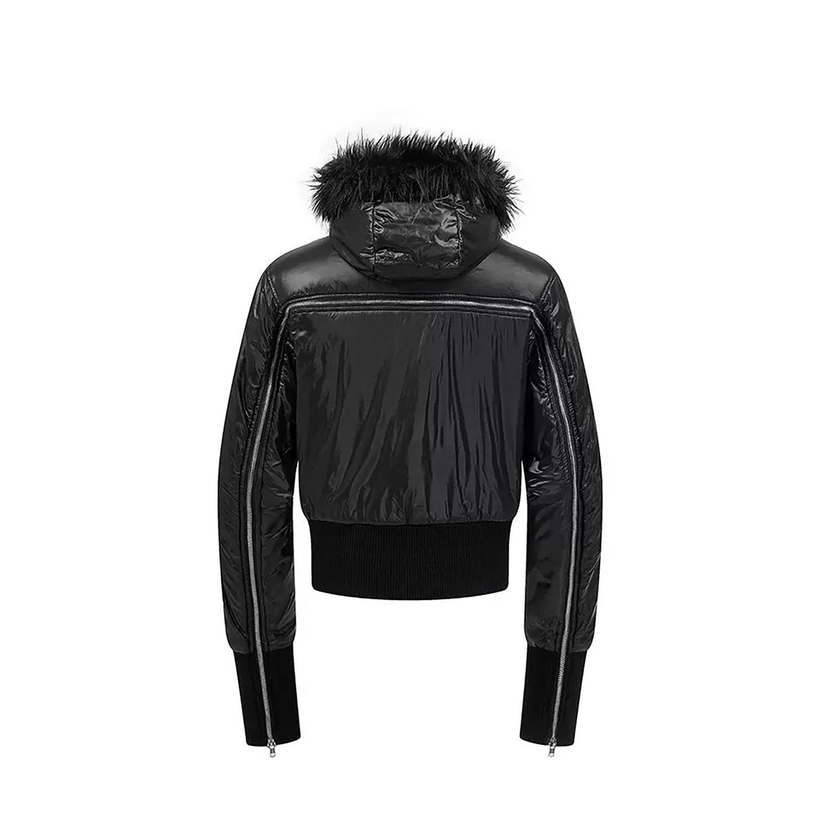 REBEL WAVE Detachable Faux Fur Collar Zip-Up Hooded Jacket
