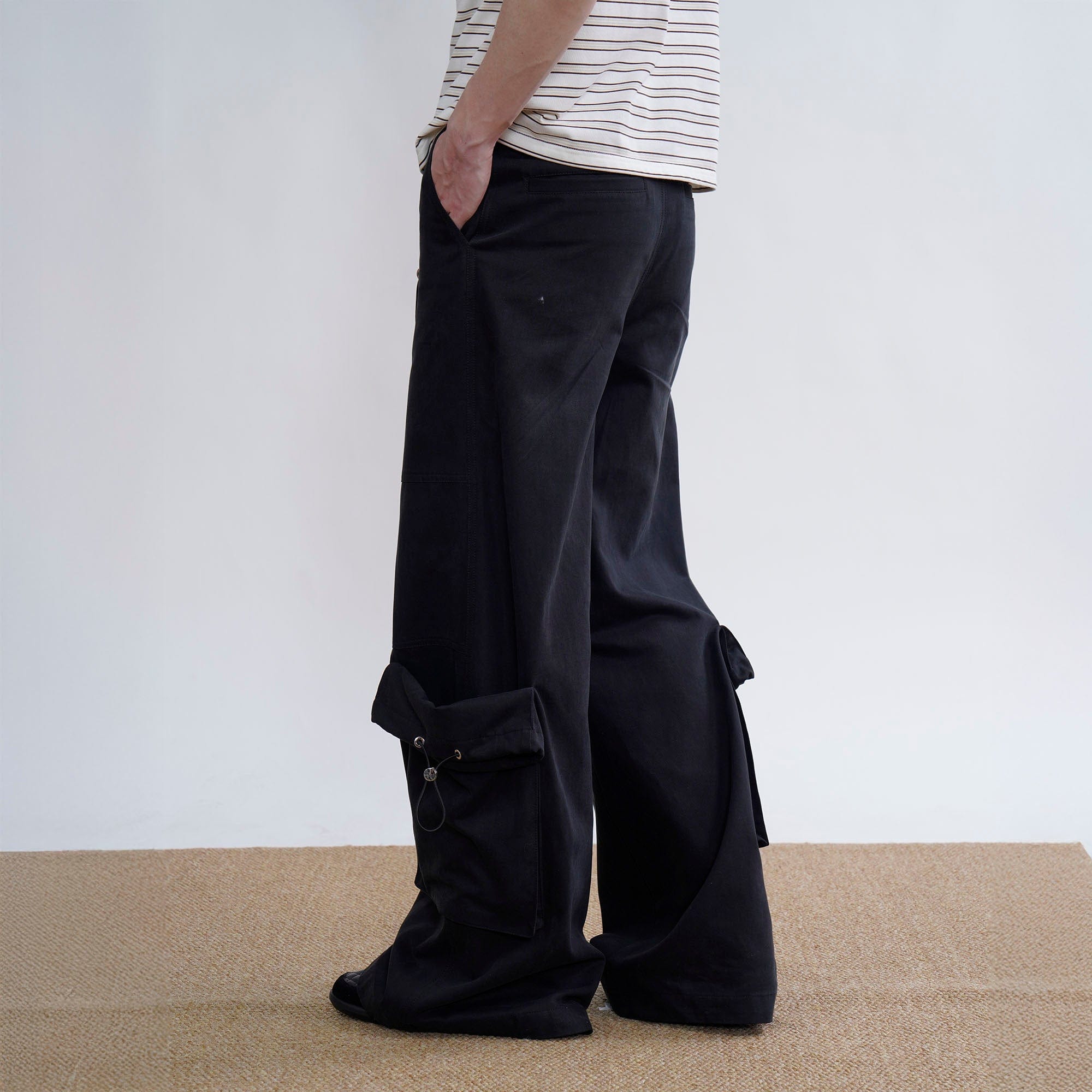 ORAL UTOPIA Utility Drawcord Pocket Wide-Leg Pants, premium urban and streetwear designers apparel on PROJECTISR.com, ORAL UTOPIA