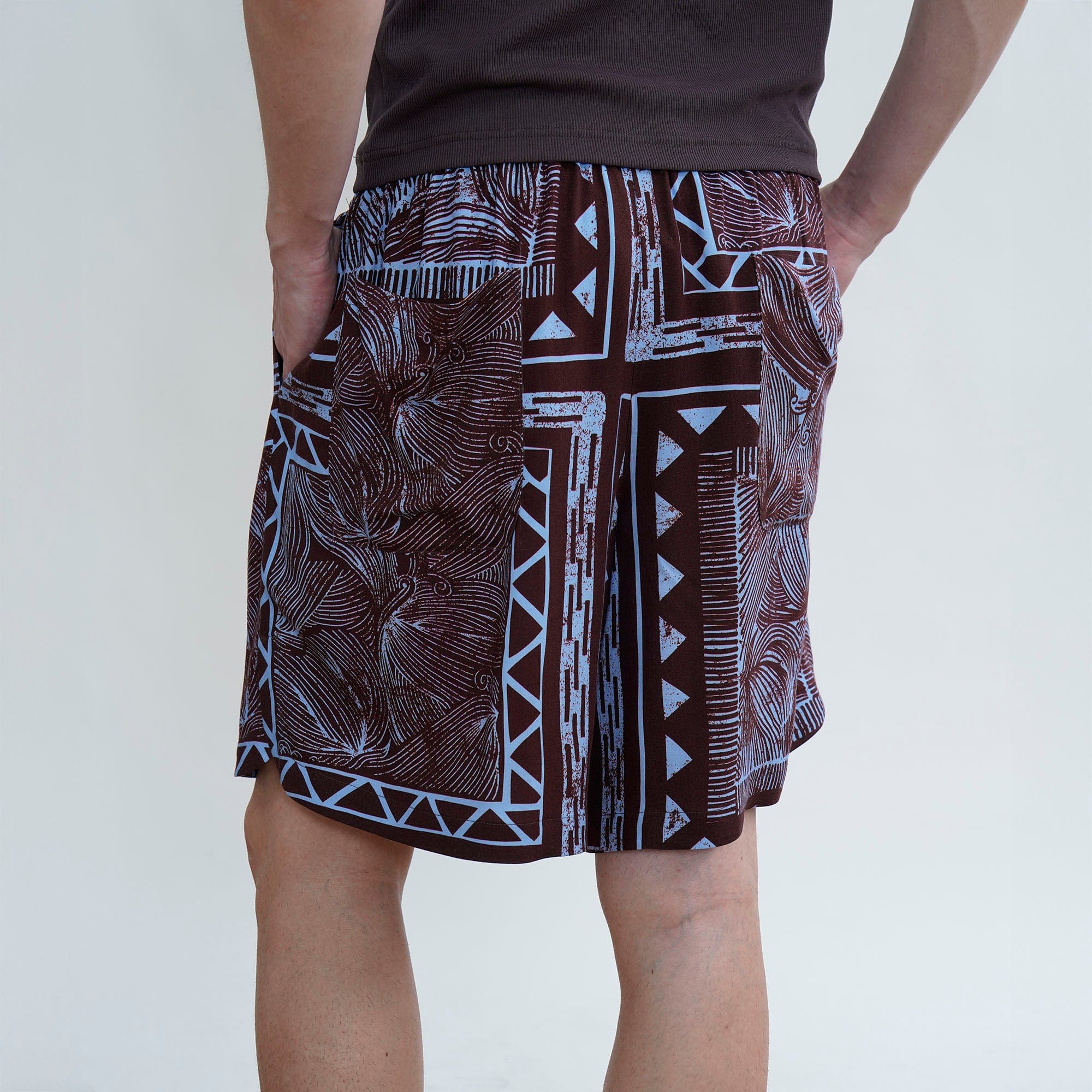 ORAL UTOPIA Paisley Carved Graphic Drawstring Shorts, premium urban and streetwear designers apparel on PROJECTISR.com, ORAL UTOPIA