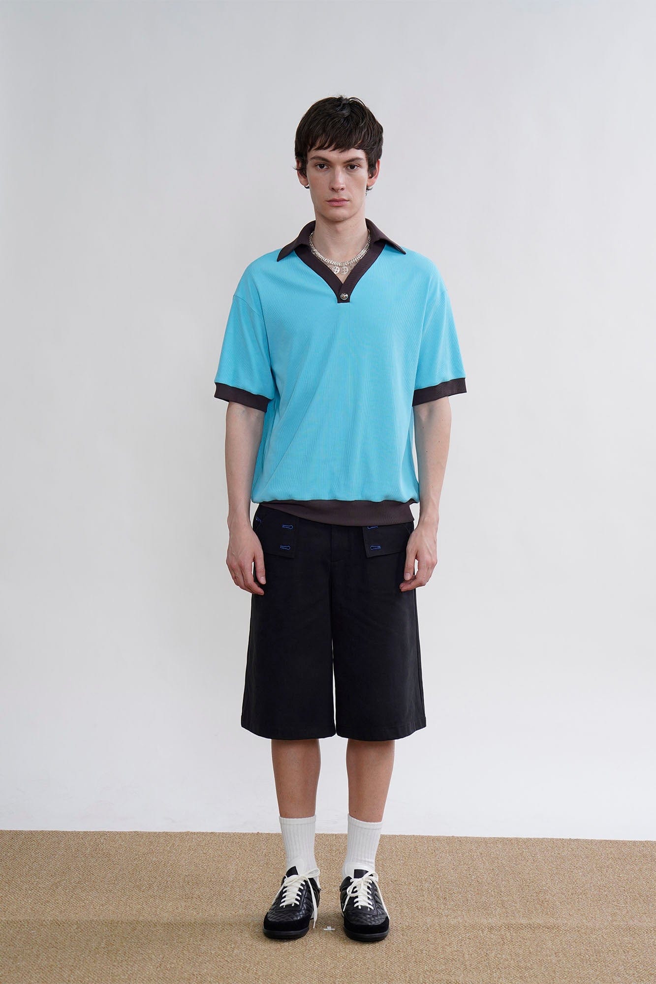 ORAL UTOPIA Contrast Stitch Flap Pocket Straight-Leg Shorts, premium urban and streetwear designers apparel on PROJECTISR.com, ORAL UTOPIA