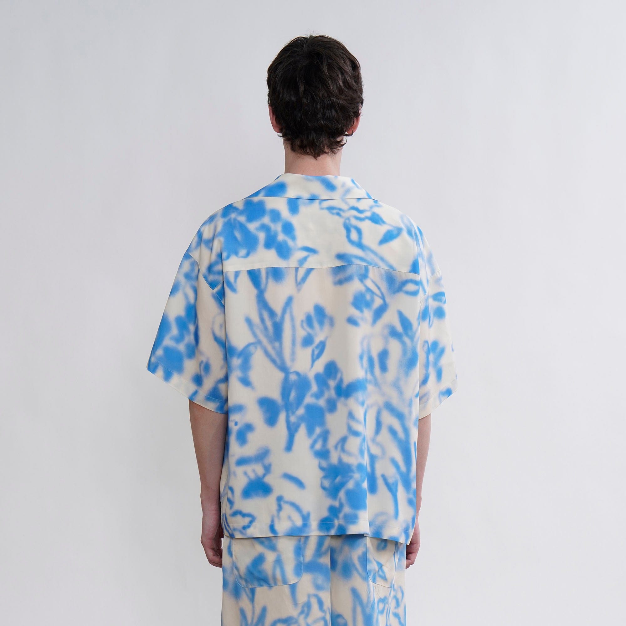 ORAL UTOPIA Airbrushed Floral Tencel Cuban Half Shirt, premium urban and streetwear designers apparel on PROJECTISR.com, ORAL UTOPIA