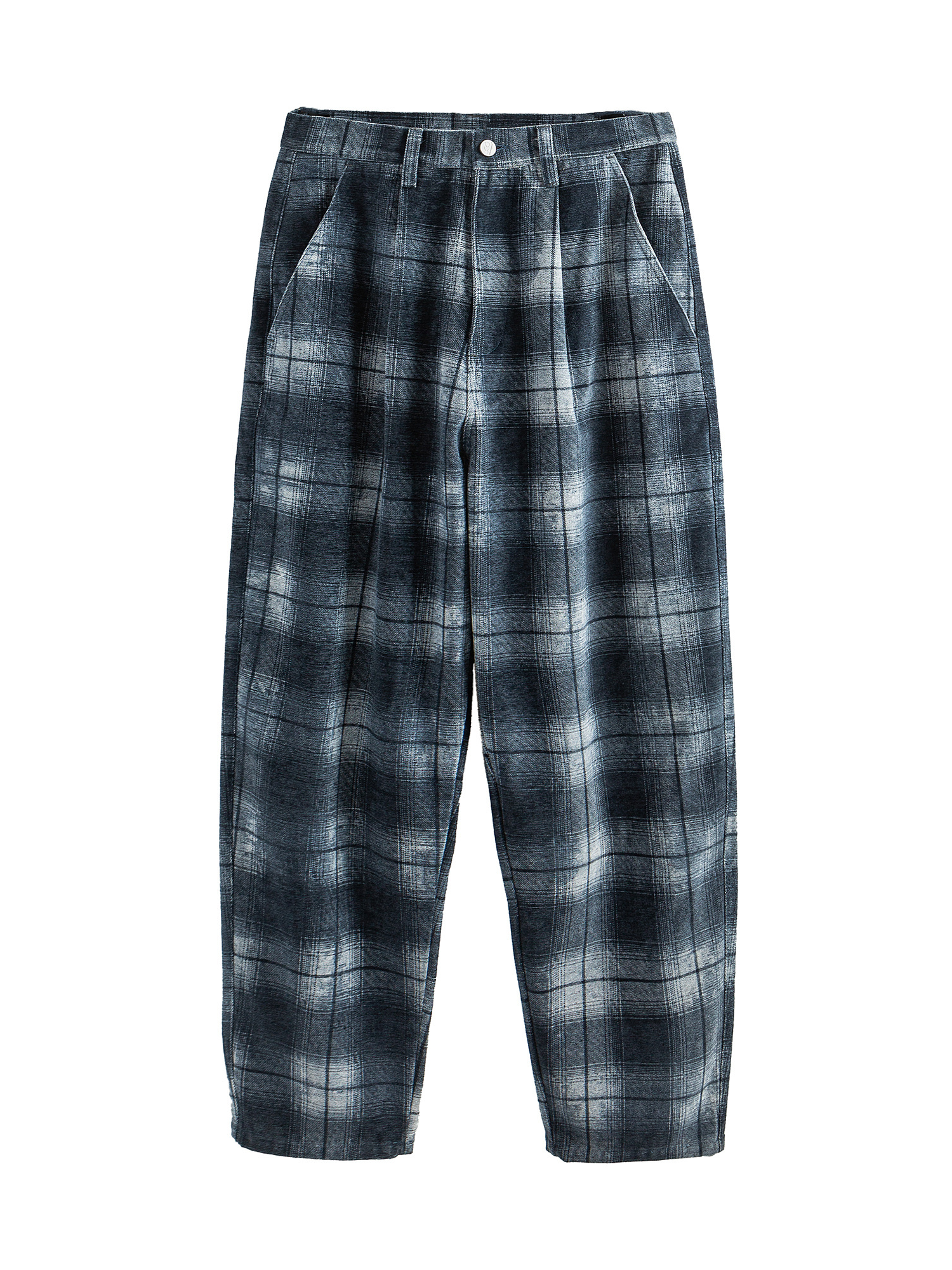 ME DA IGUAL Washed Plaid Tappered Pants Gray