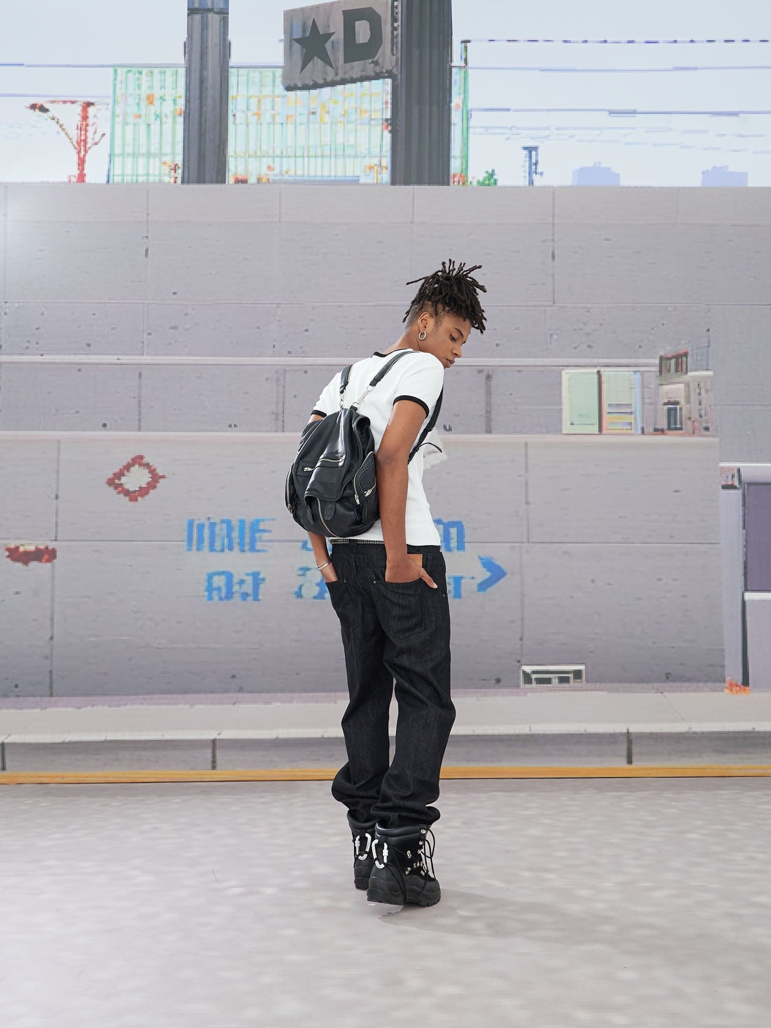 DND4DES Slanted Zipper Lace-Up Double-Waistband Raw Jeans, premium urban and streetwear designers apparel on PROJECTISR.com, DND4DES