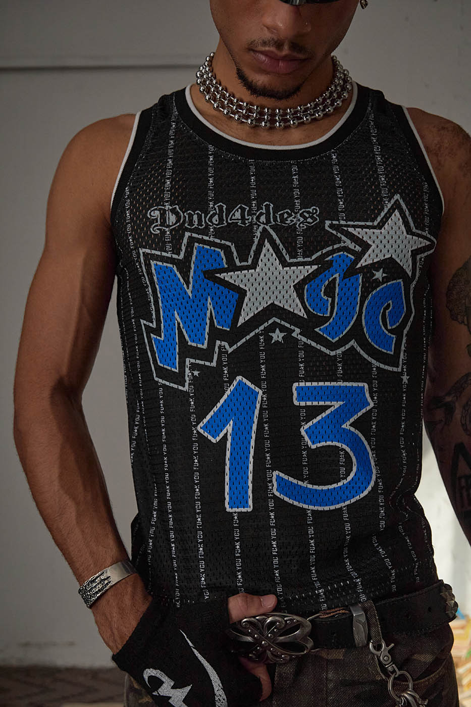 DND4DES Magic Striped Sleeveless Jersey, premium urban and streetwear designers apparel on PROJECTISR.com, DND4DES