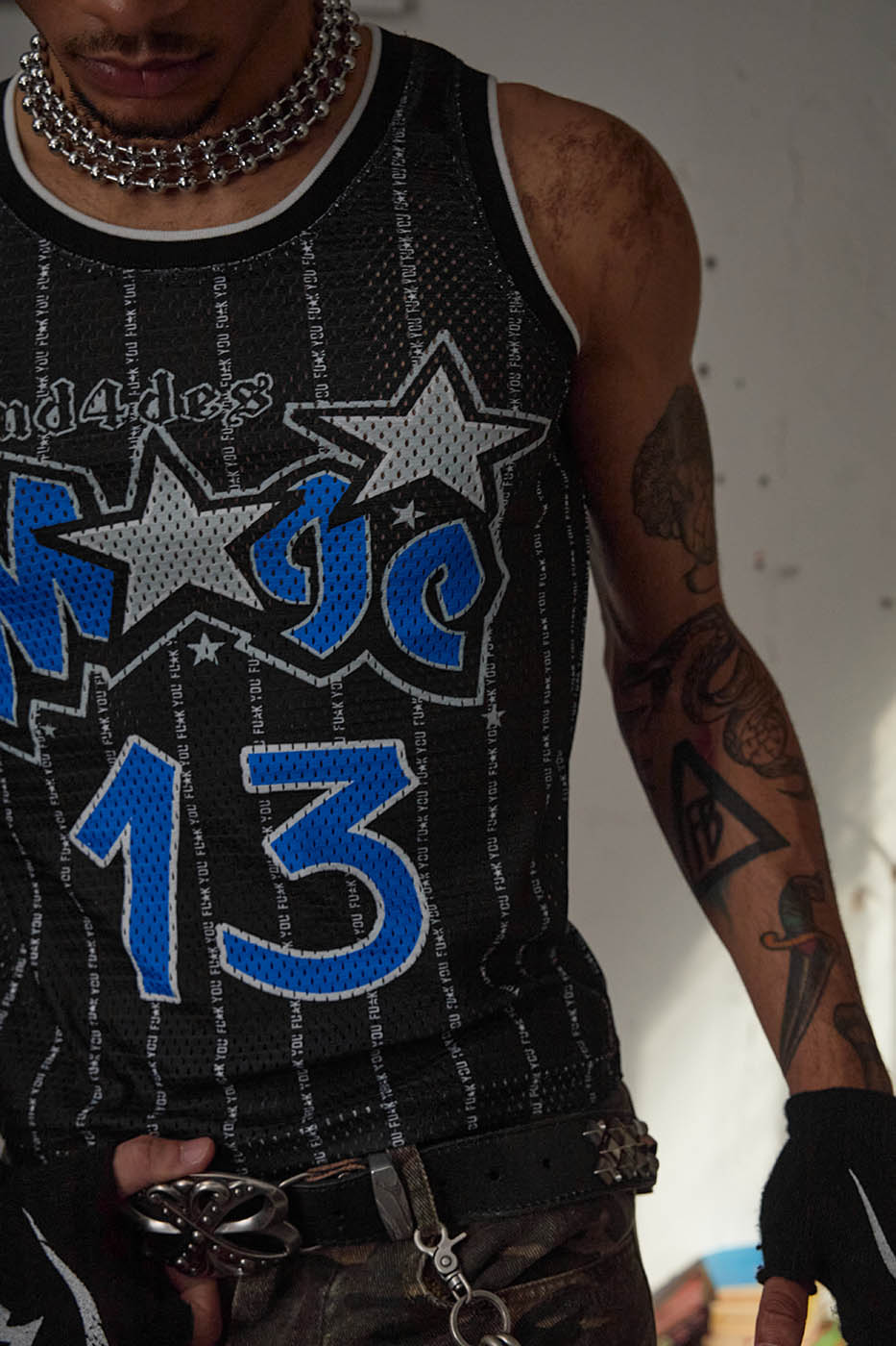 DND4DES Magic Striped Sleeveless Jersey, premium urban and streetwear designers apparel on PROJECTISR.com, DND4DES