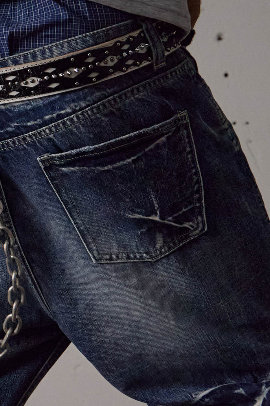 DND4DES Lightning-Creased Flared Jeans Blue, premium urban and streetwear designers apparel on PROJECTISR.com, DND4DES
