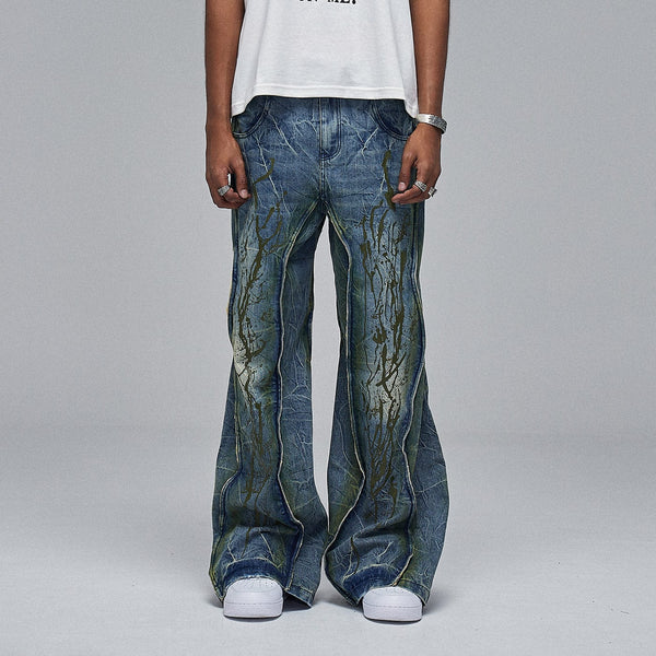 DND4DES Ripple Spliced Washed Jeans | PROJECTISR US