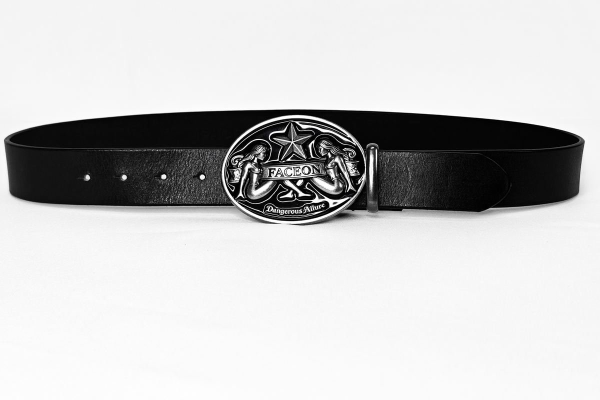 FACEONLAB Gemini Embossed Buckle Retro Faux Leather Belt