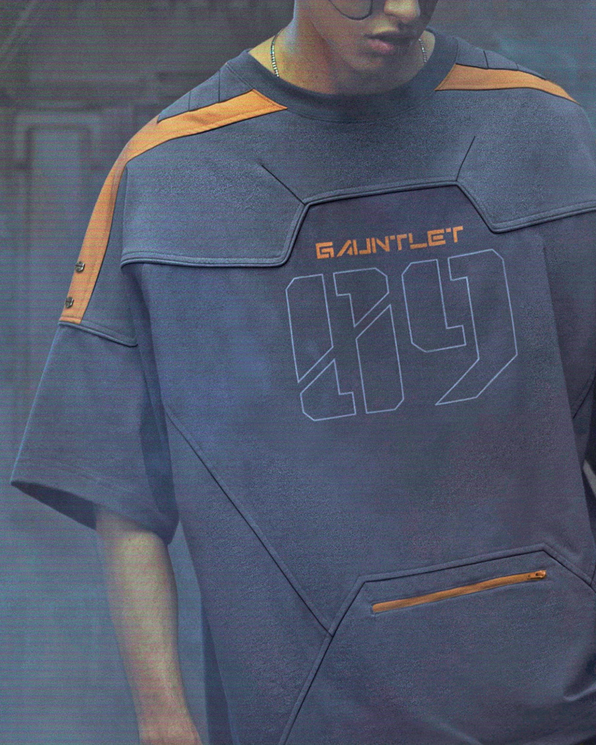 XIPHEVIL Modern Deconstructed Rivet Jersey Dark Orange