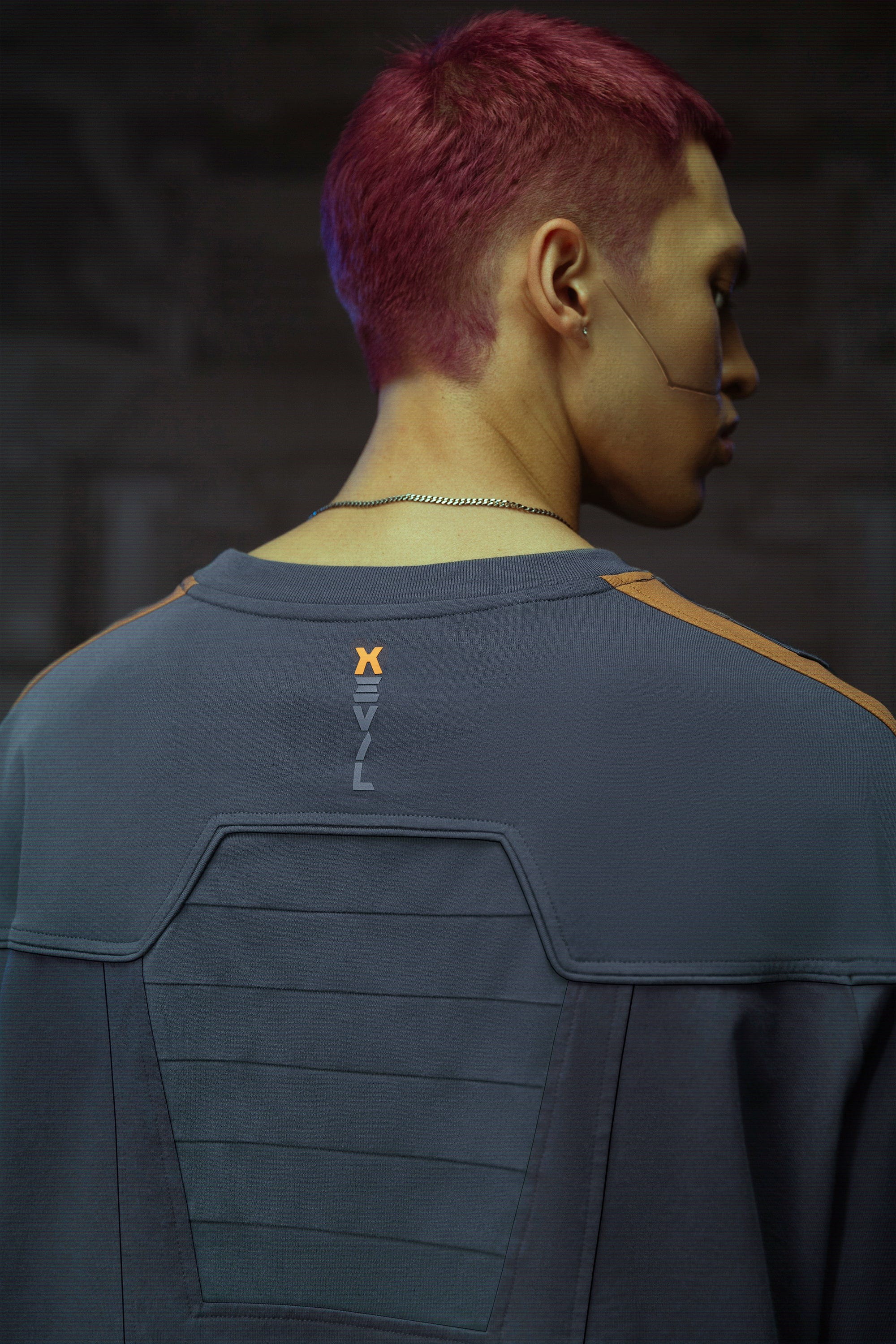 XIPHEVIL Modern Deconstructed Rivet Jersey Dark Orange