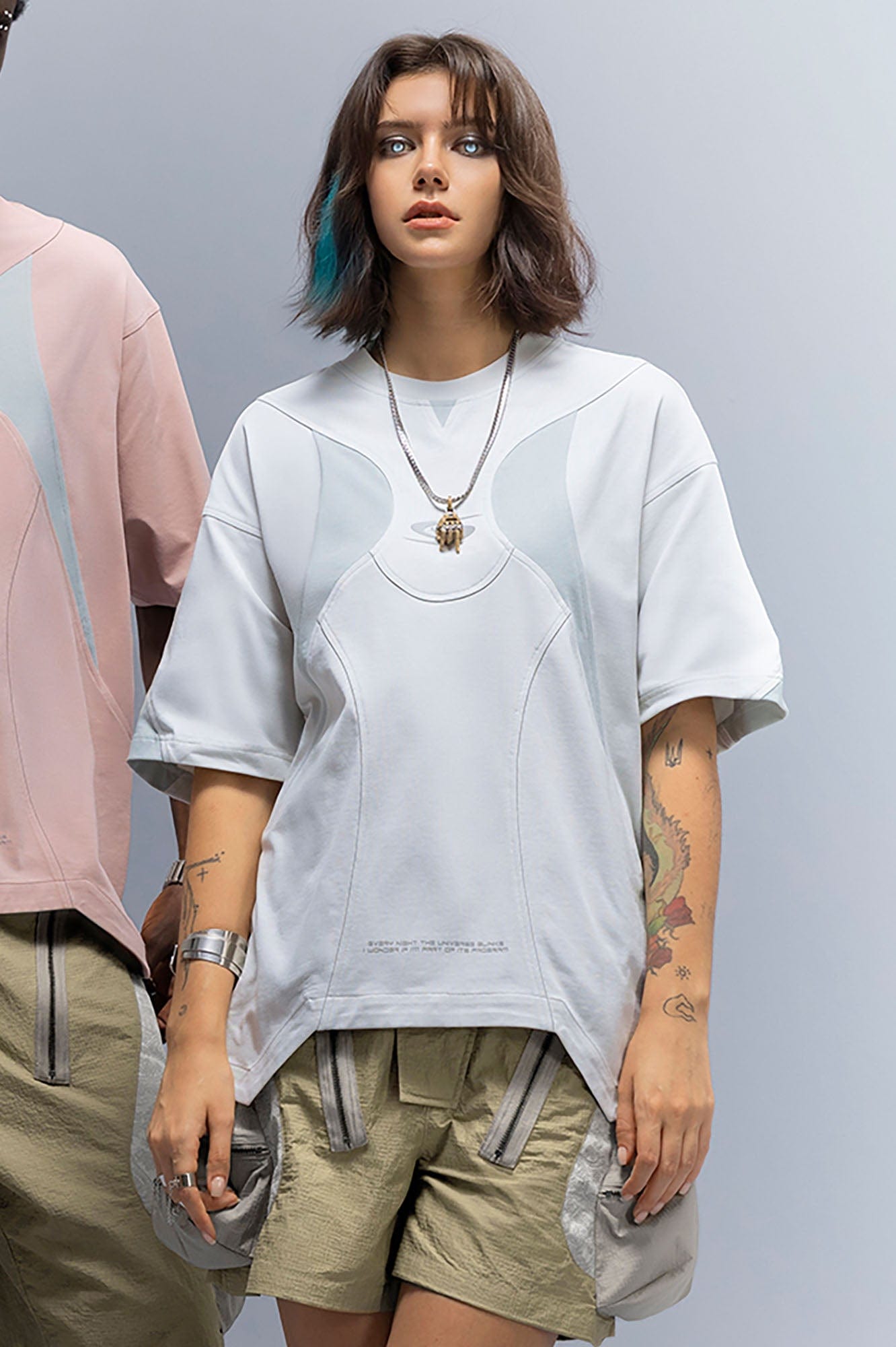 XIPHEVIL Curve Spliced Quick-Dry Sorona T-Shirt Ice