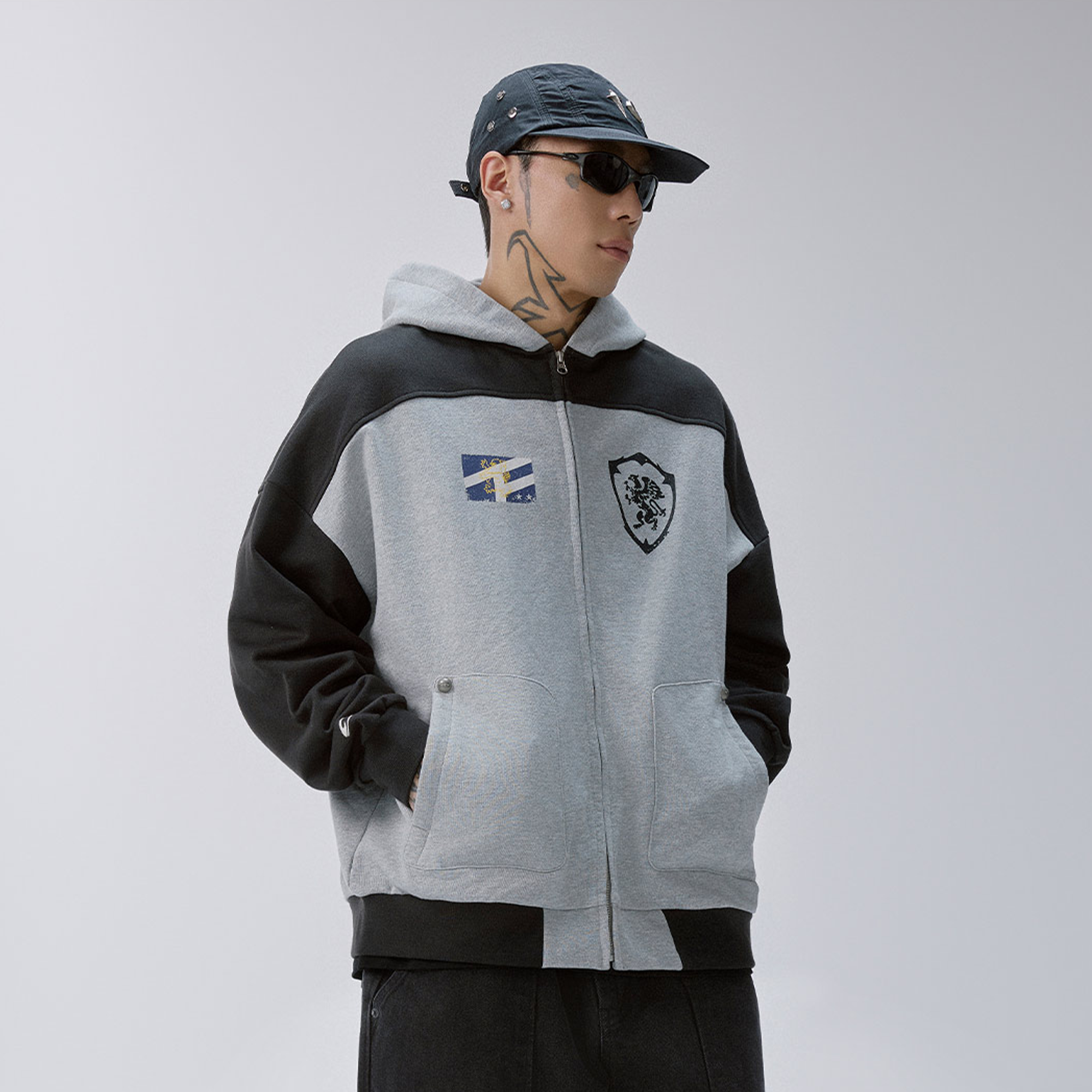 F2CE Contrast Panel Badge Graphic Hooded Jacket