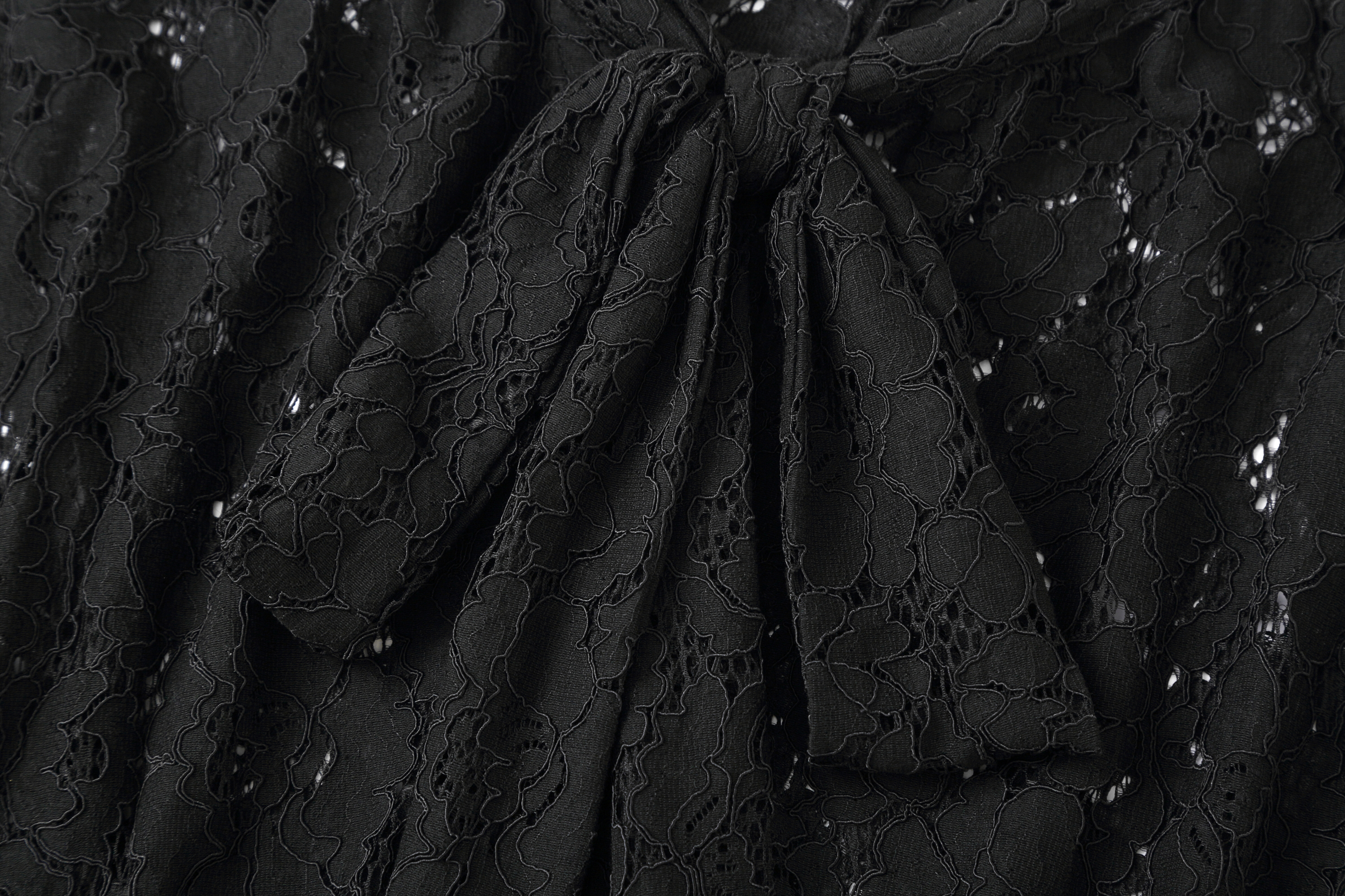 CLP Floral Lace Tie-Neck Shirt