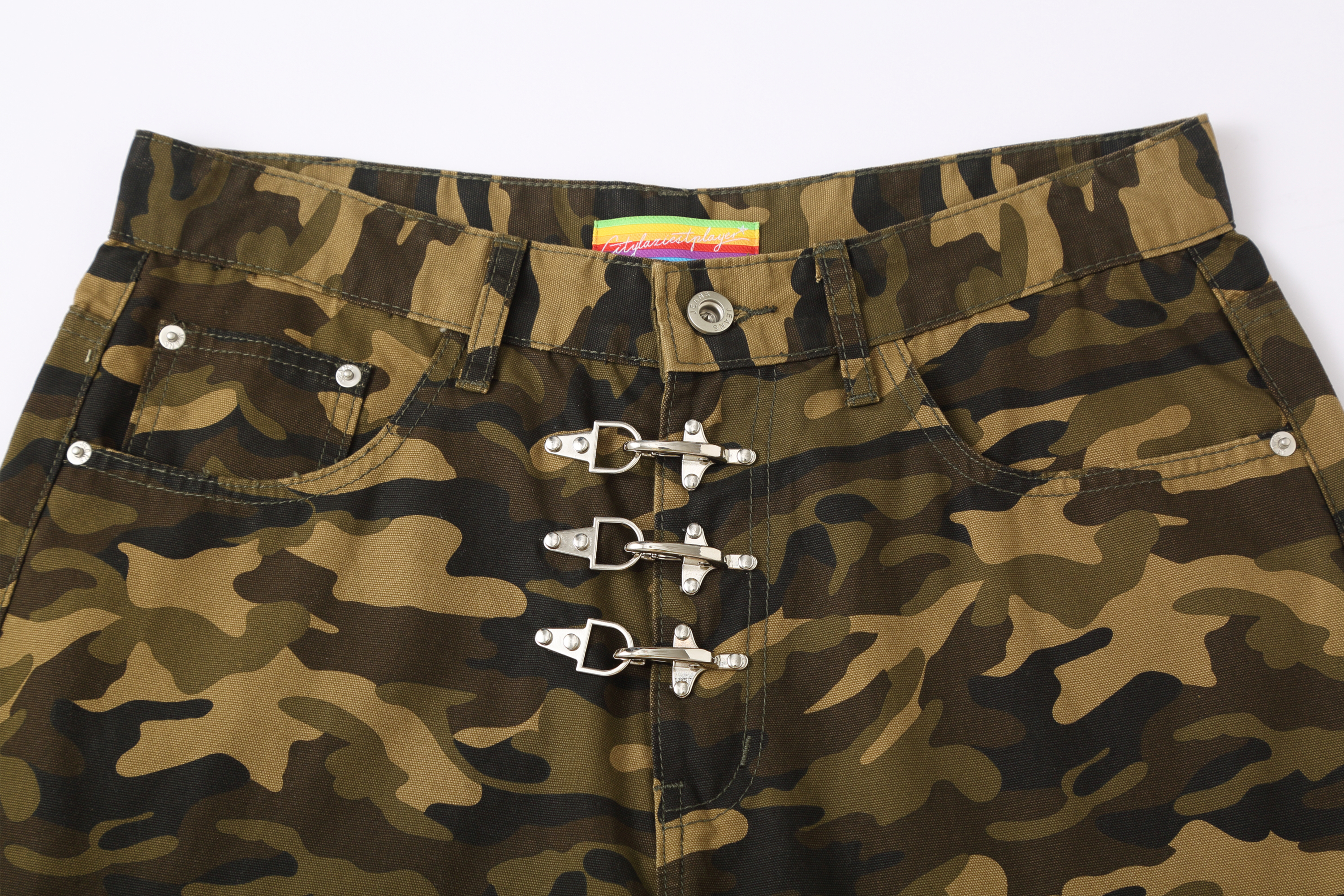 CLP Retro Camo Metal Clasp Denim Shorts