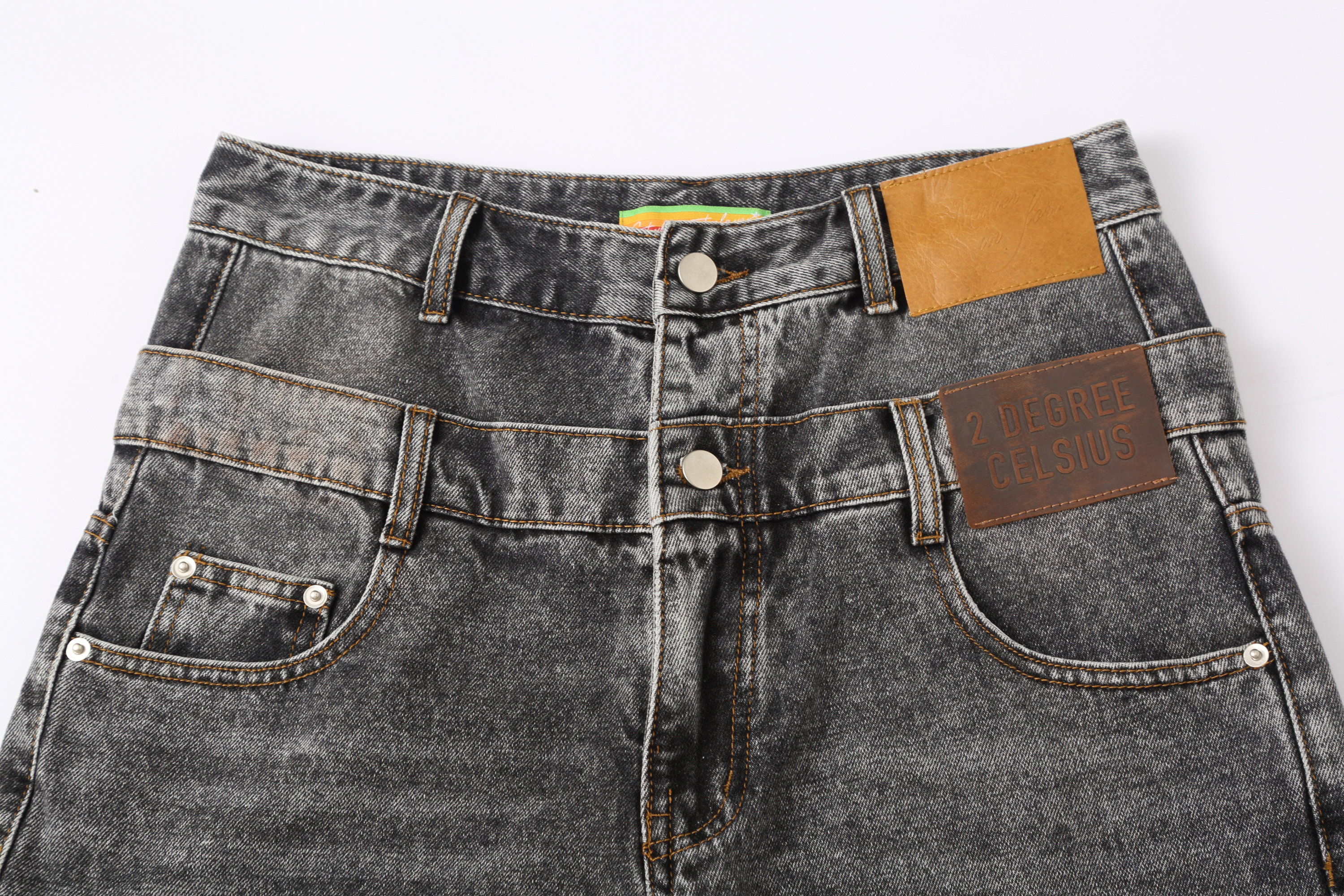 CLP Retro Washed Double-Waist Denim Shorts