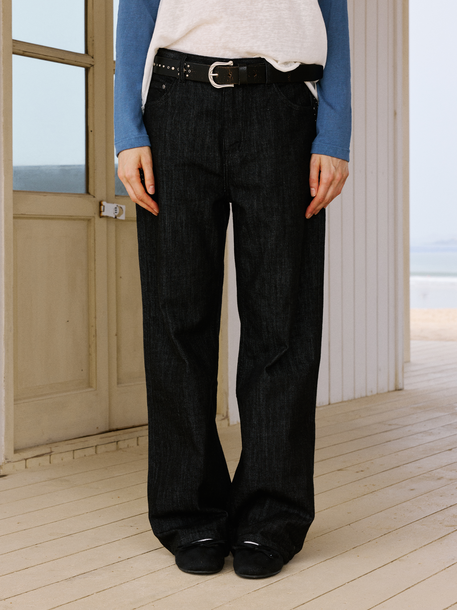 IN EXISTENCE Mulberry Silk Studded Straight-Leg Jeans