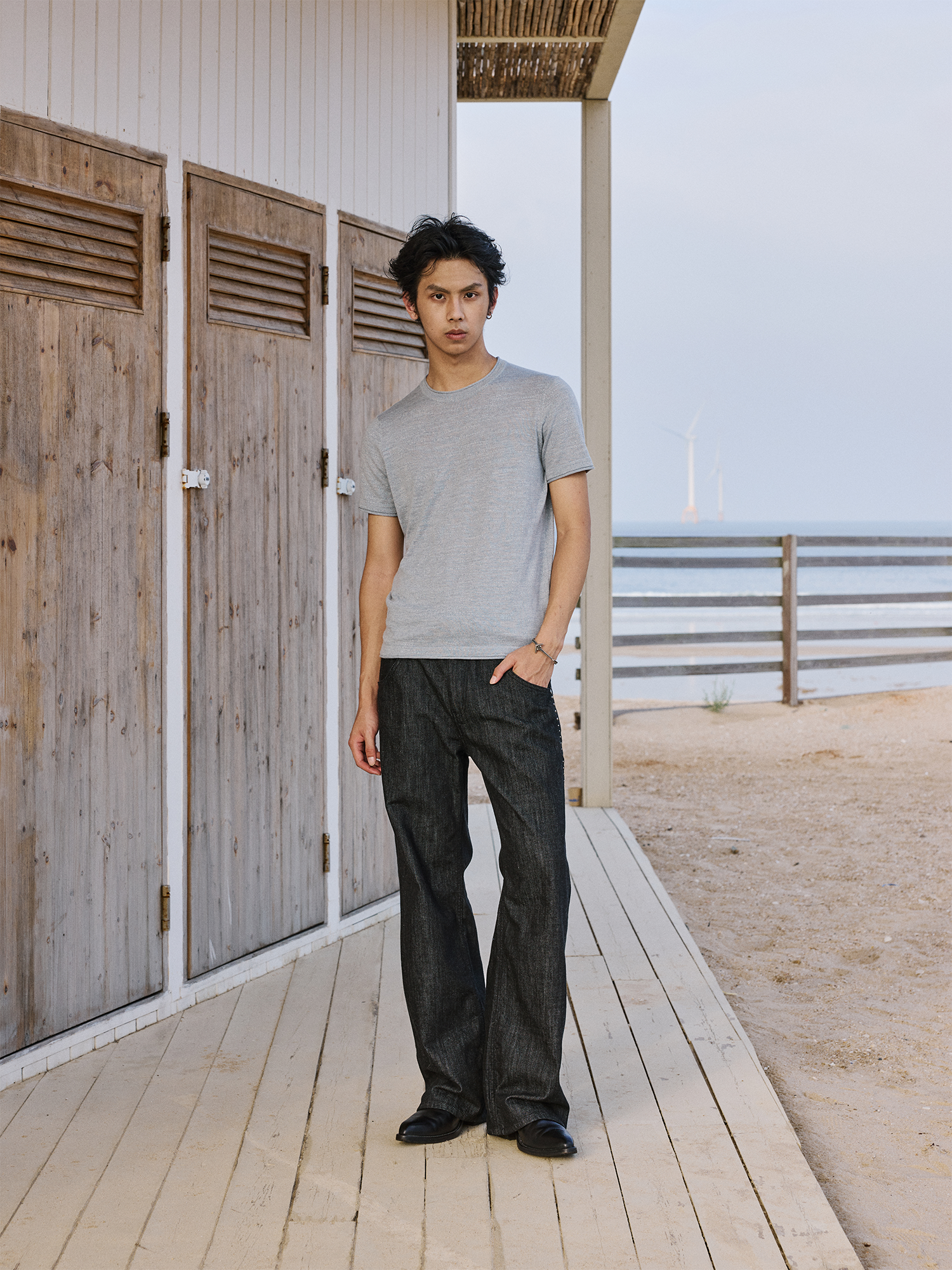 IN EXISTENCE Mulberry Silk Studded Straight-Leg Jeans