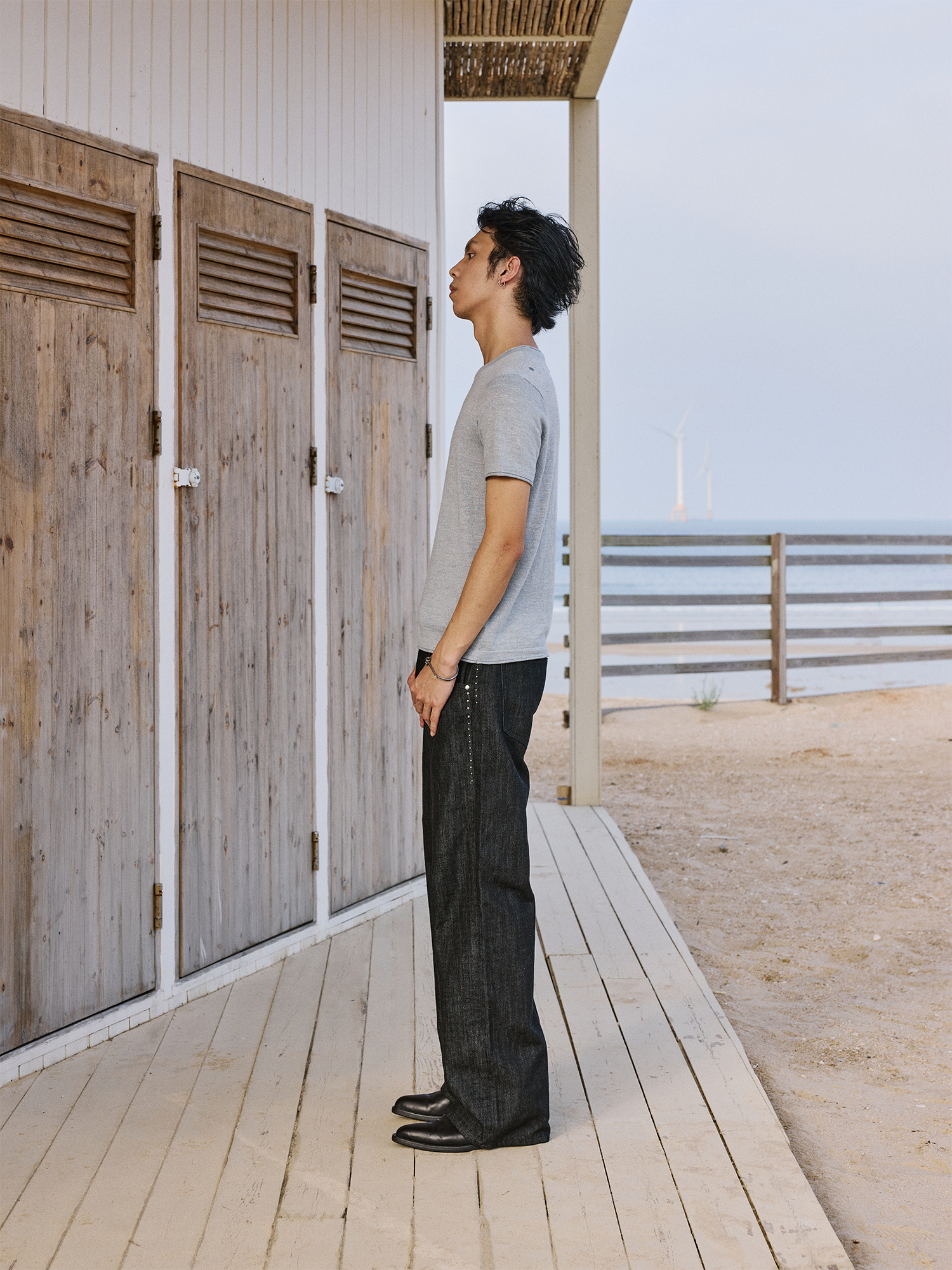 IN EXISTENCE Mulberry Silk Studded Straight-Leg Jeans