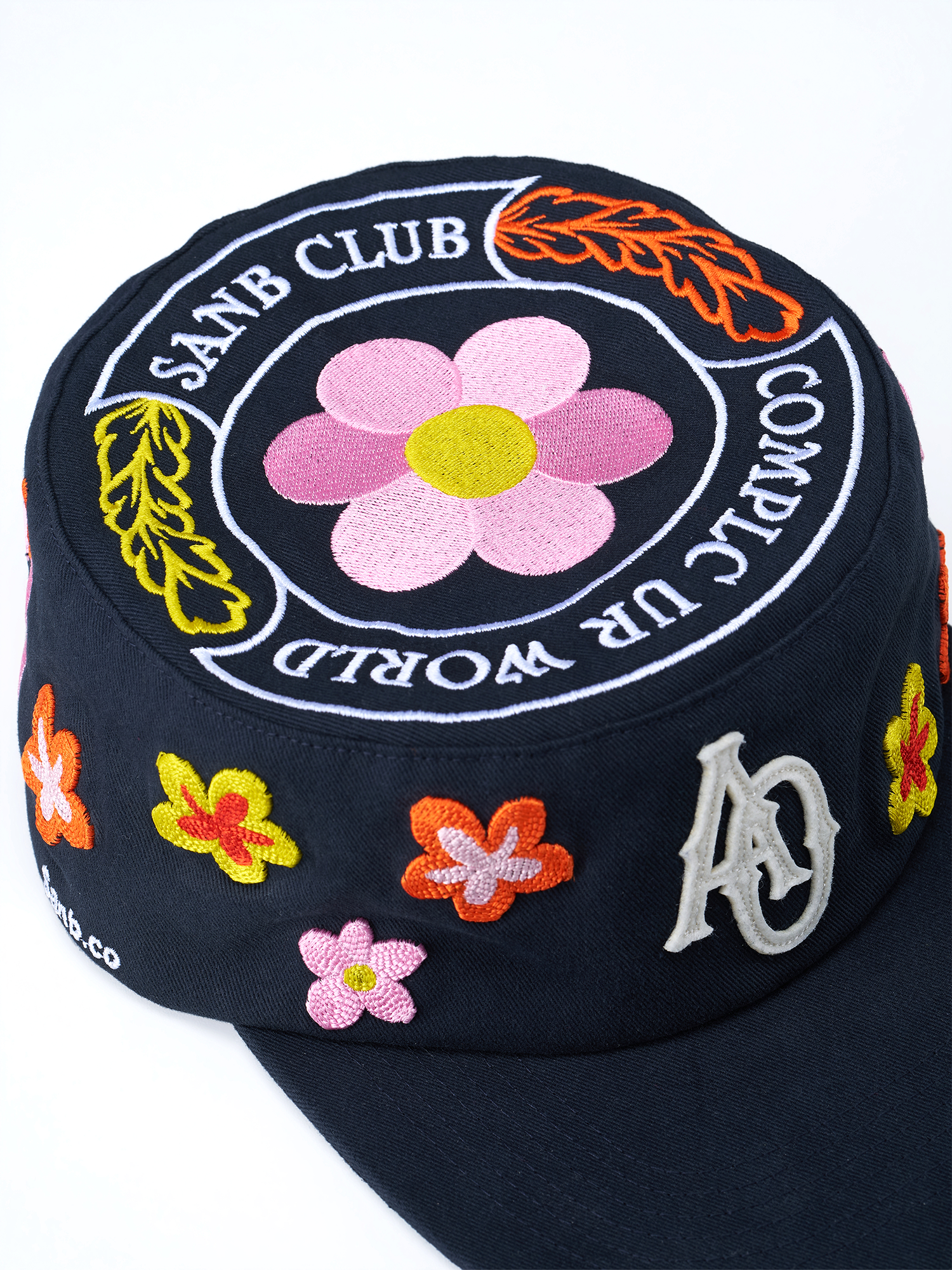 SANB Floral Embroidered Pillbox Cap