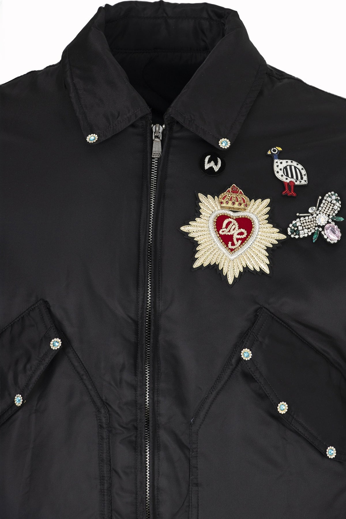ZWDH Crown Rhinestone Embroidered Puffer Jacket — detail