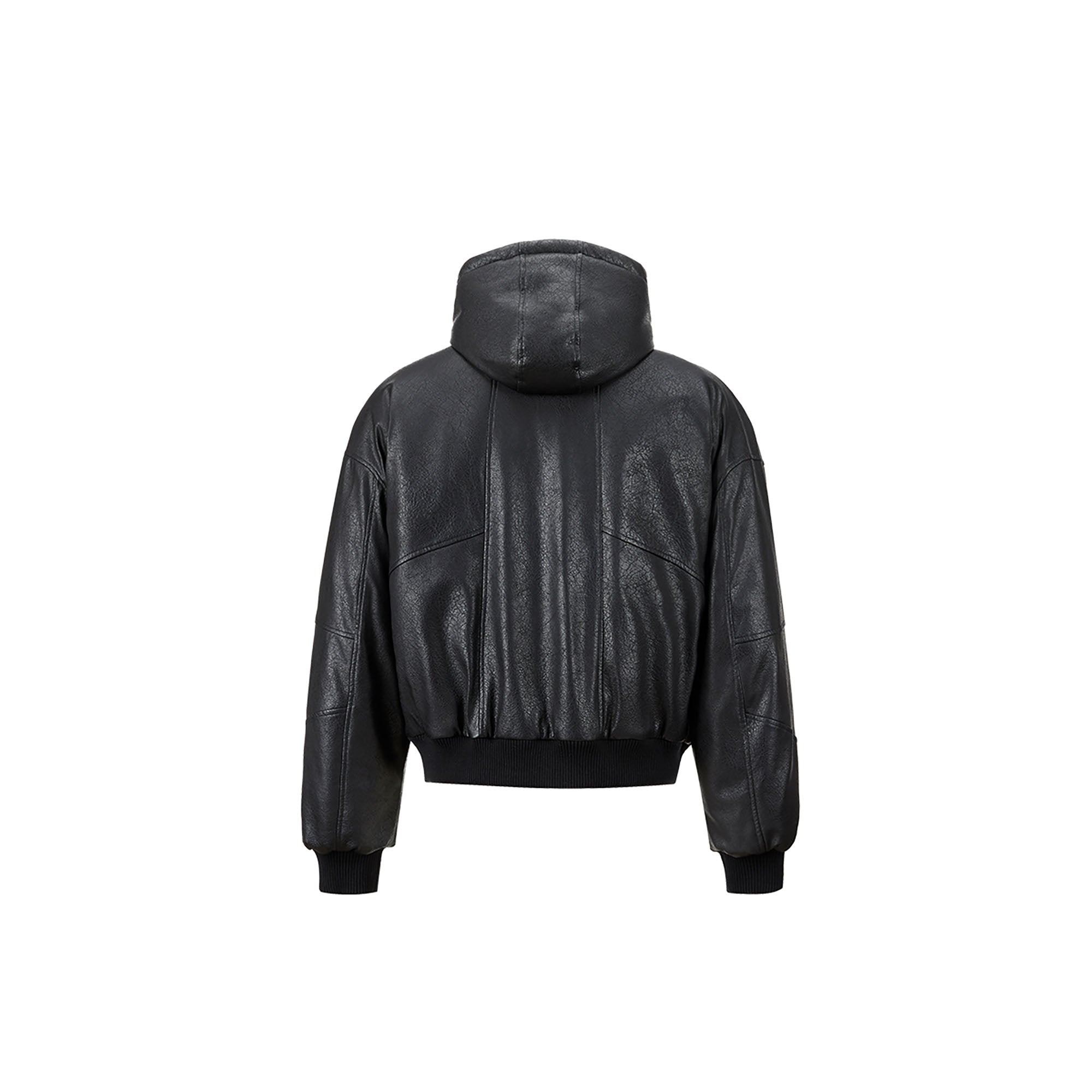 FORFEARTHAT Hooded Puffer PU Jacket