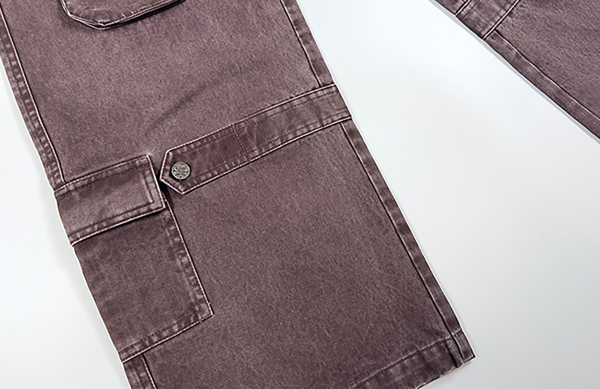 ELETEIZE Retro Washed Multi-Pocket Baggy Cargo Pants