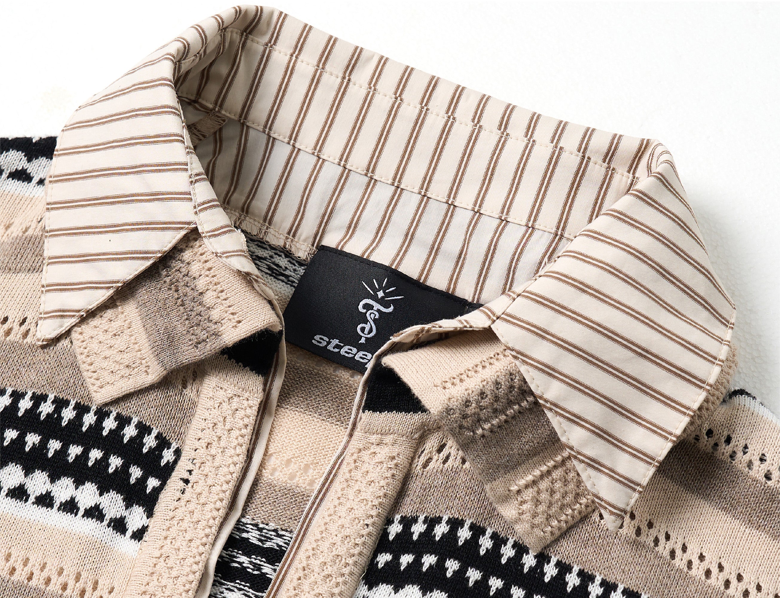 STEEPC Stripe Faux-Layered Polo Sweater, premium urban and streetwear designers apparel on PROJECTISR.com, STEEPC