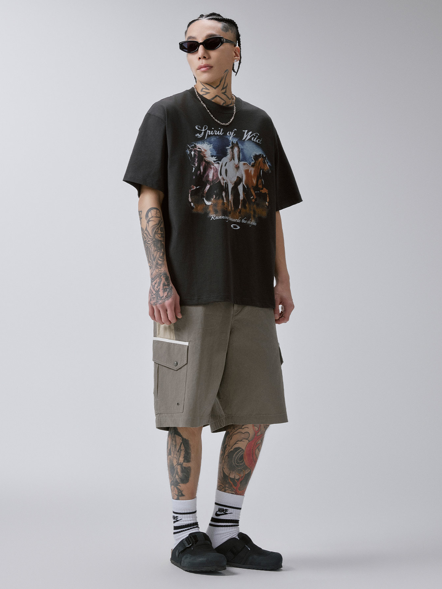 F2CE Washed Retro Horse Graphic T-Shirt