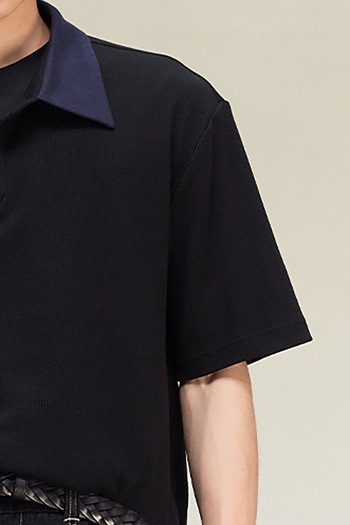 ALVNG AR ANTS Contrast Collar Waffle Knit Polo Shirt, premium urban and streetwear designers apparel on PROJECTISR.com, ALVNG AR ANTS