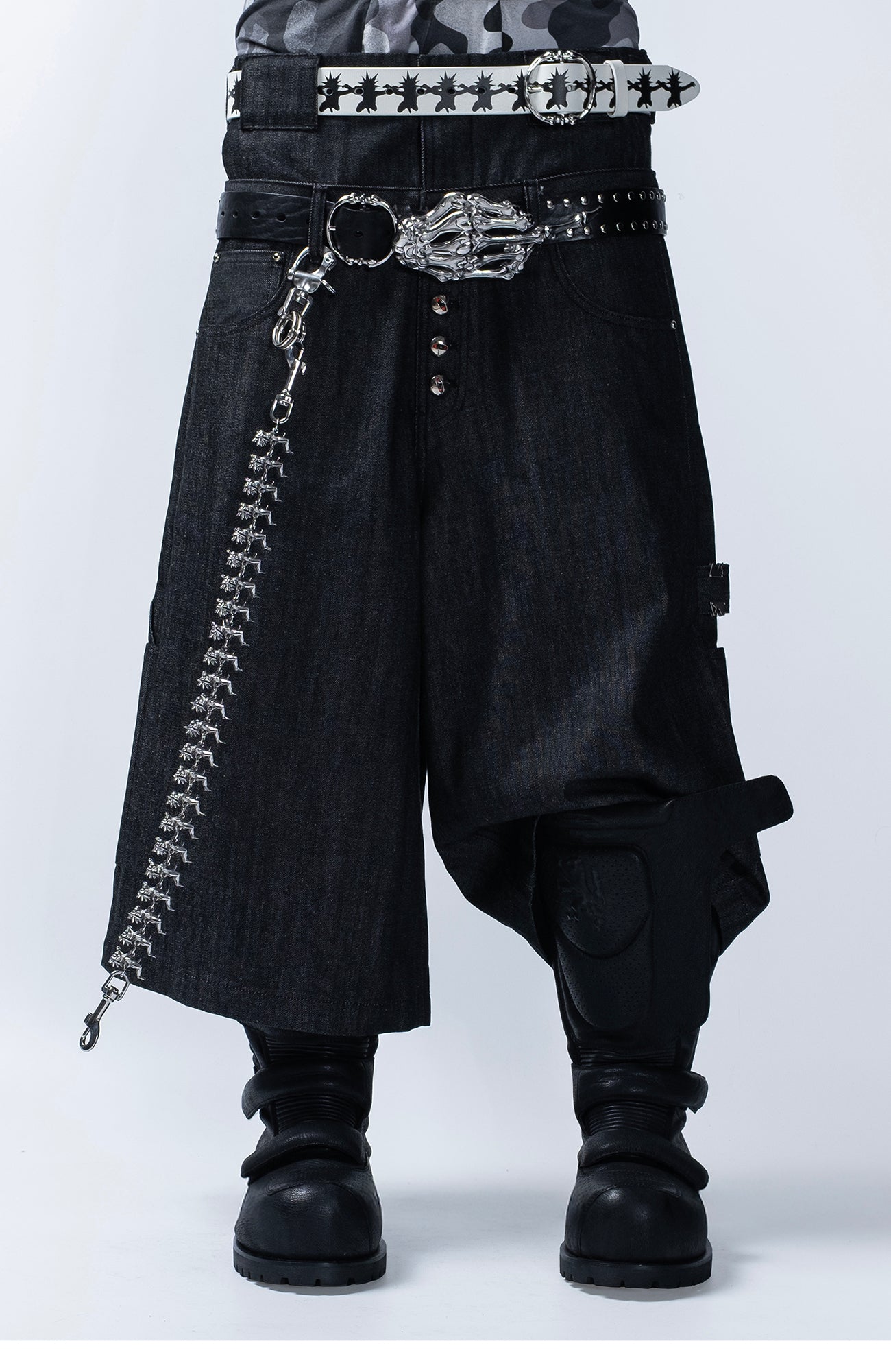 FVVO Skeleton Hand & Spikes Leather Belt